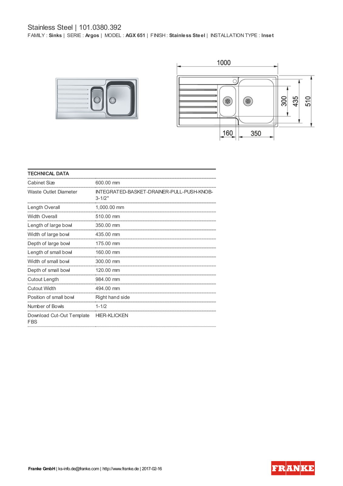 Franke 101.0380.392 Service Manual