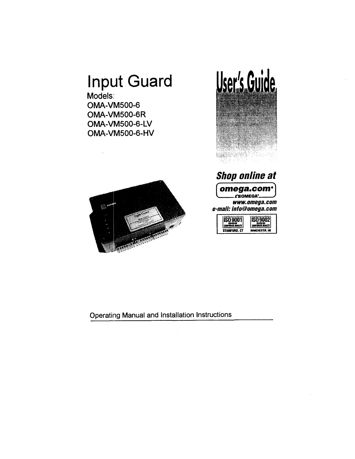 Omega Products OMA-VM500-6 Installation  Manual