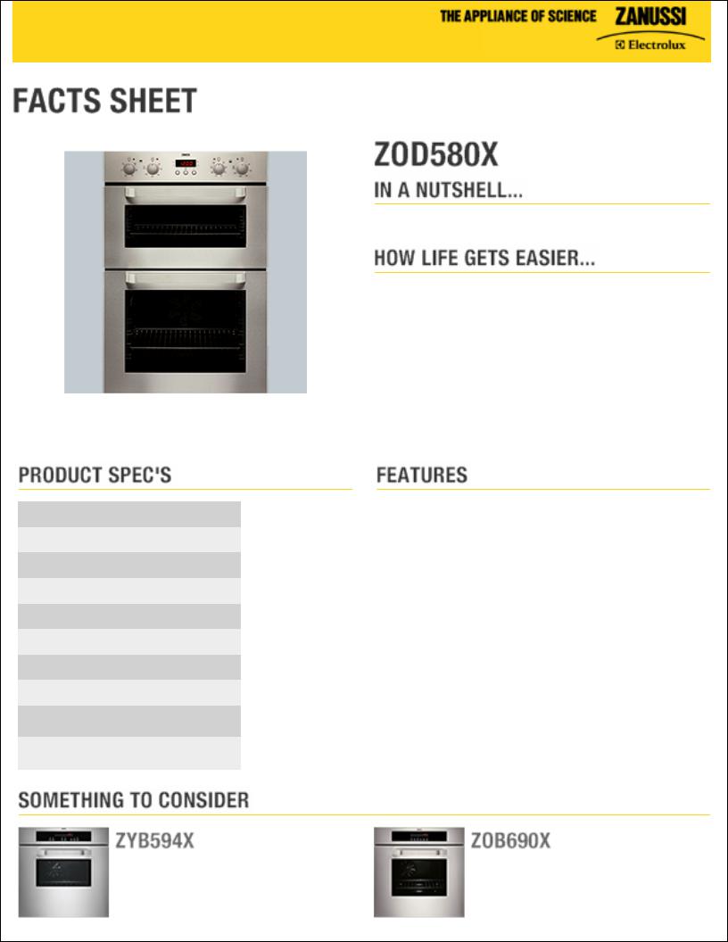 Zanussi ZOD580X Datasheet