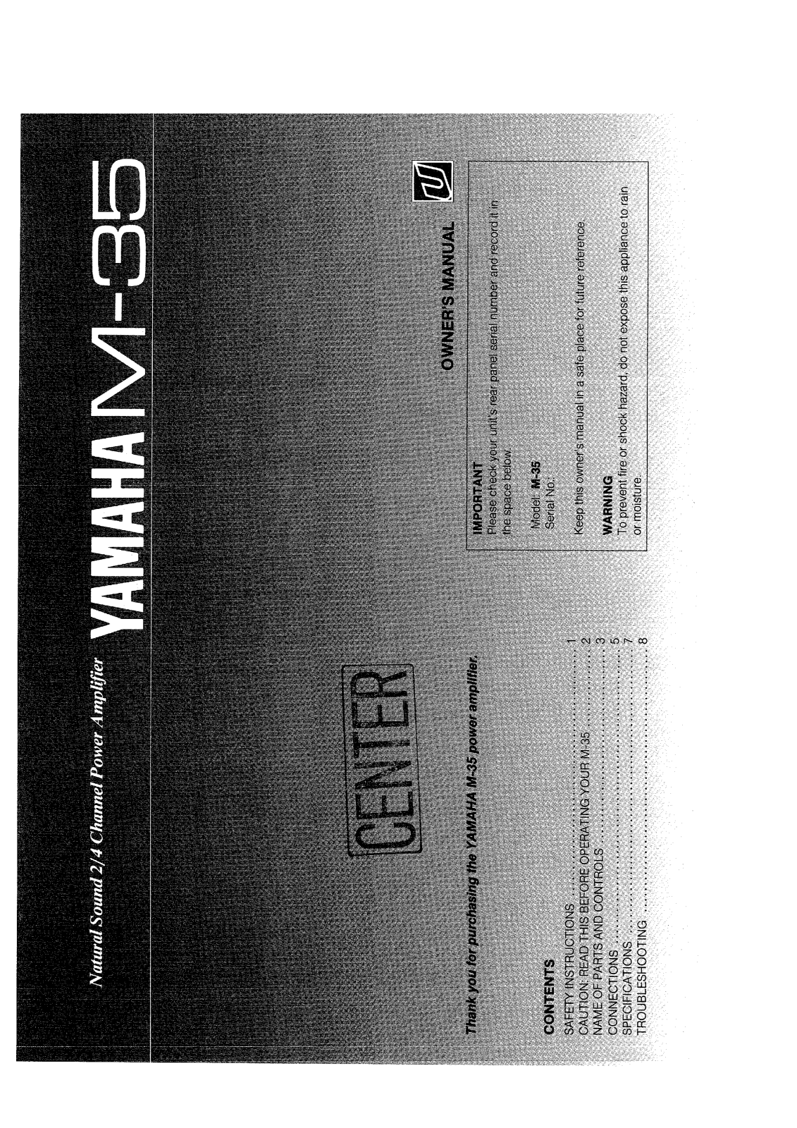 Yamaha M35 Owners Manual