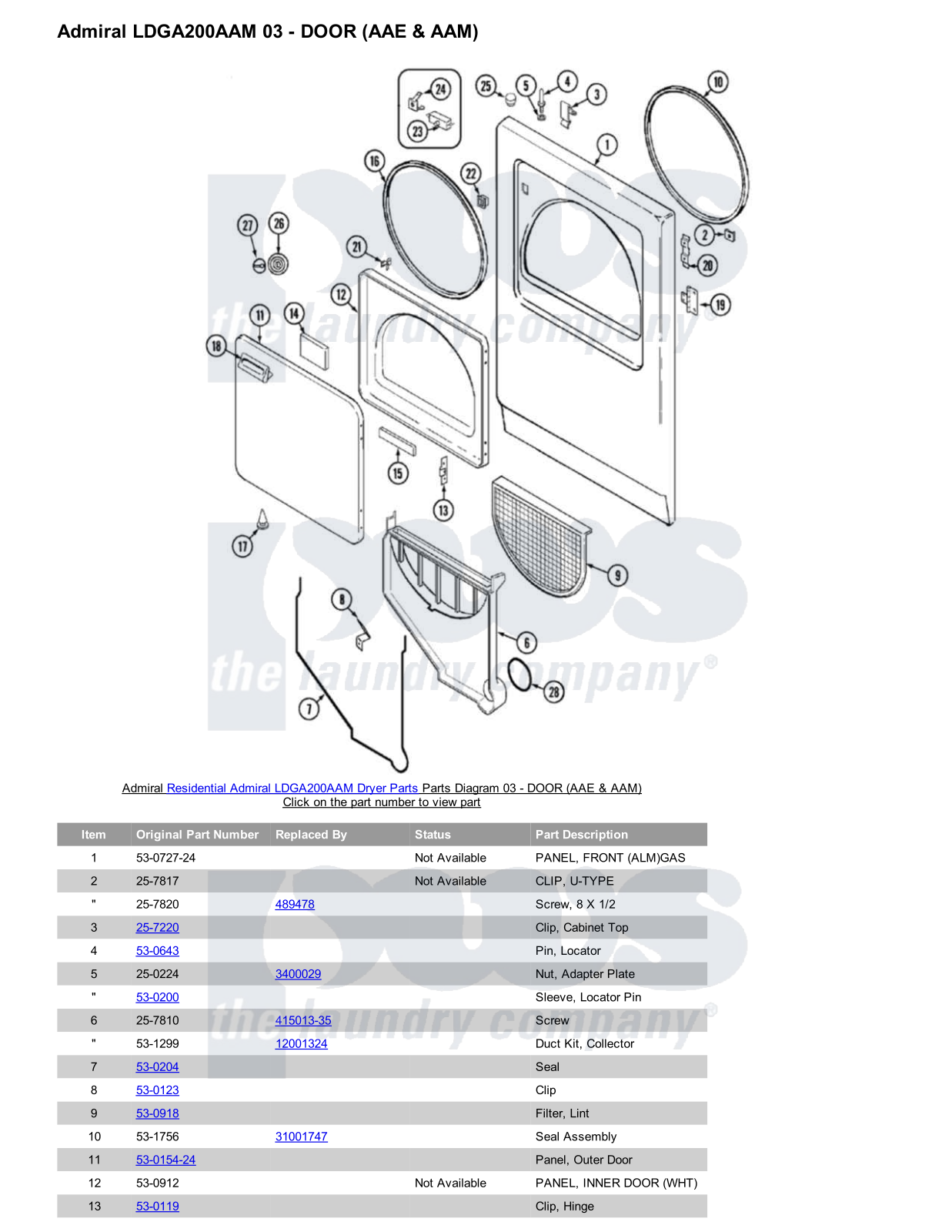 Admiral LDGA200AAM Parts Diagram