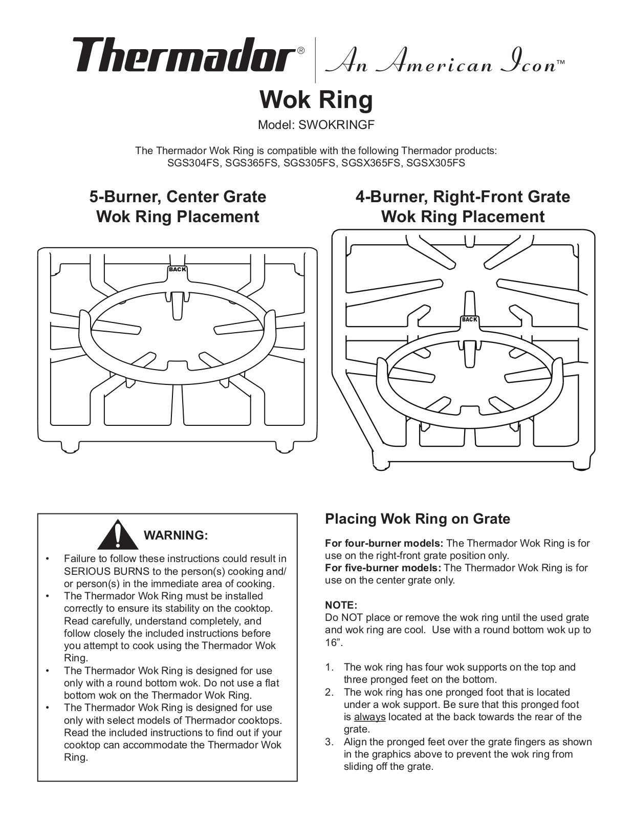 Thermador SWOKRINGF User Manual