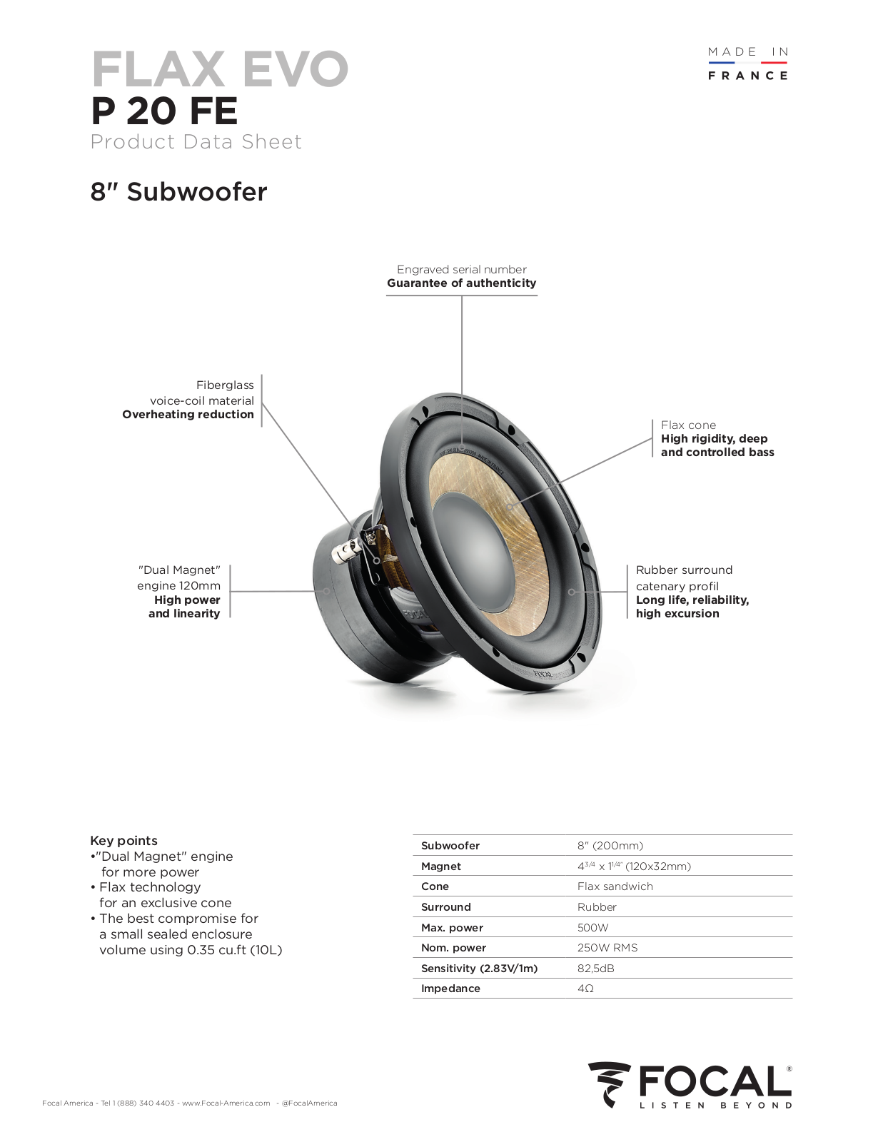 Focal P 20 FE Specification Sheet