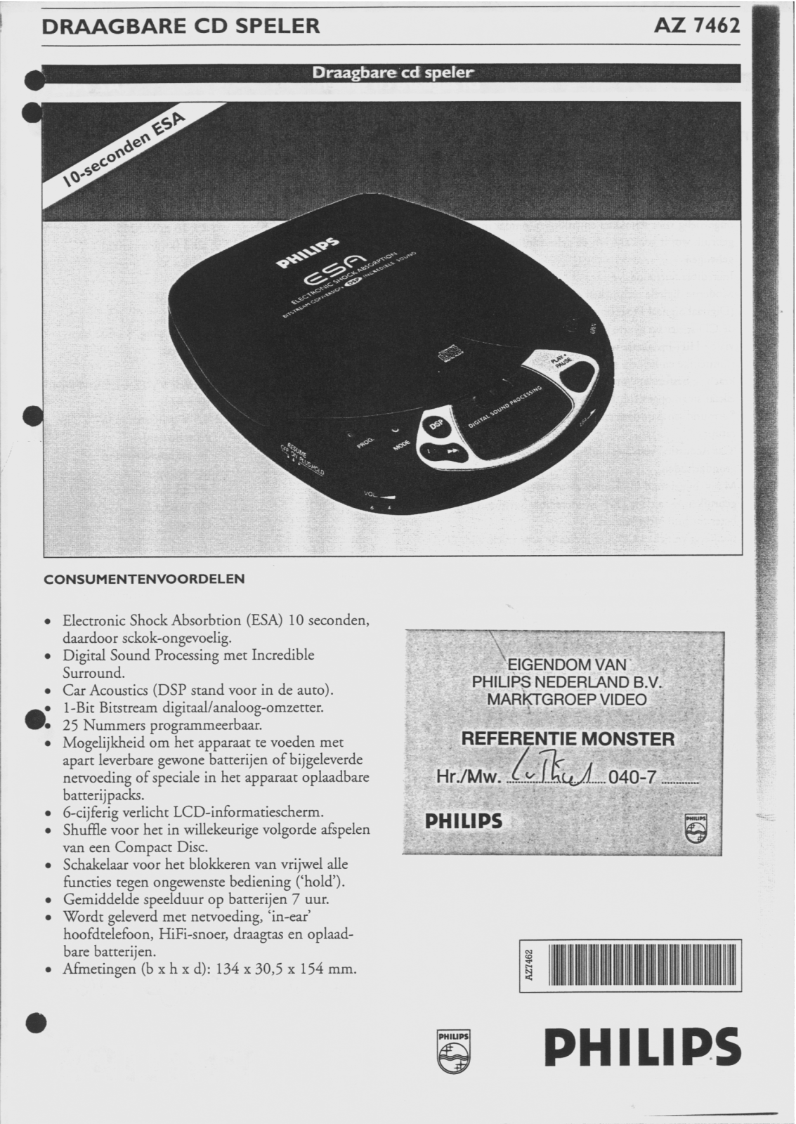 Philips AZ7462 User Manual