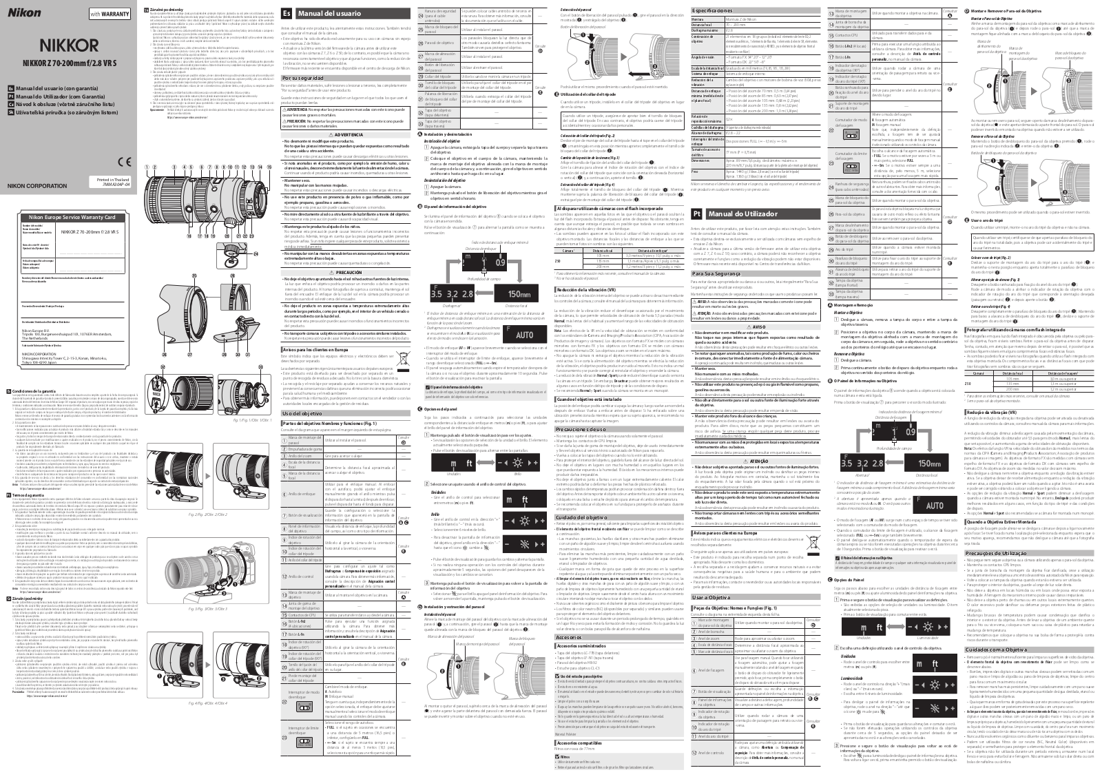 Nikon NIKKOR Z 70-200mm f/2.8 VR S Operating Instructions