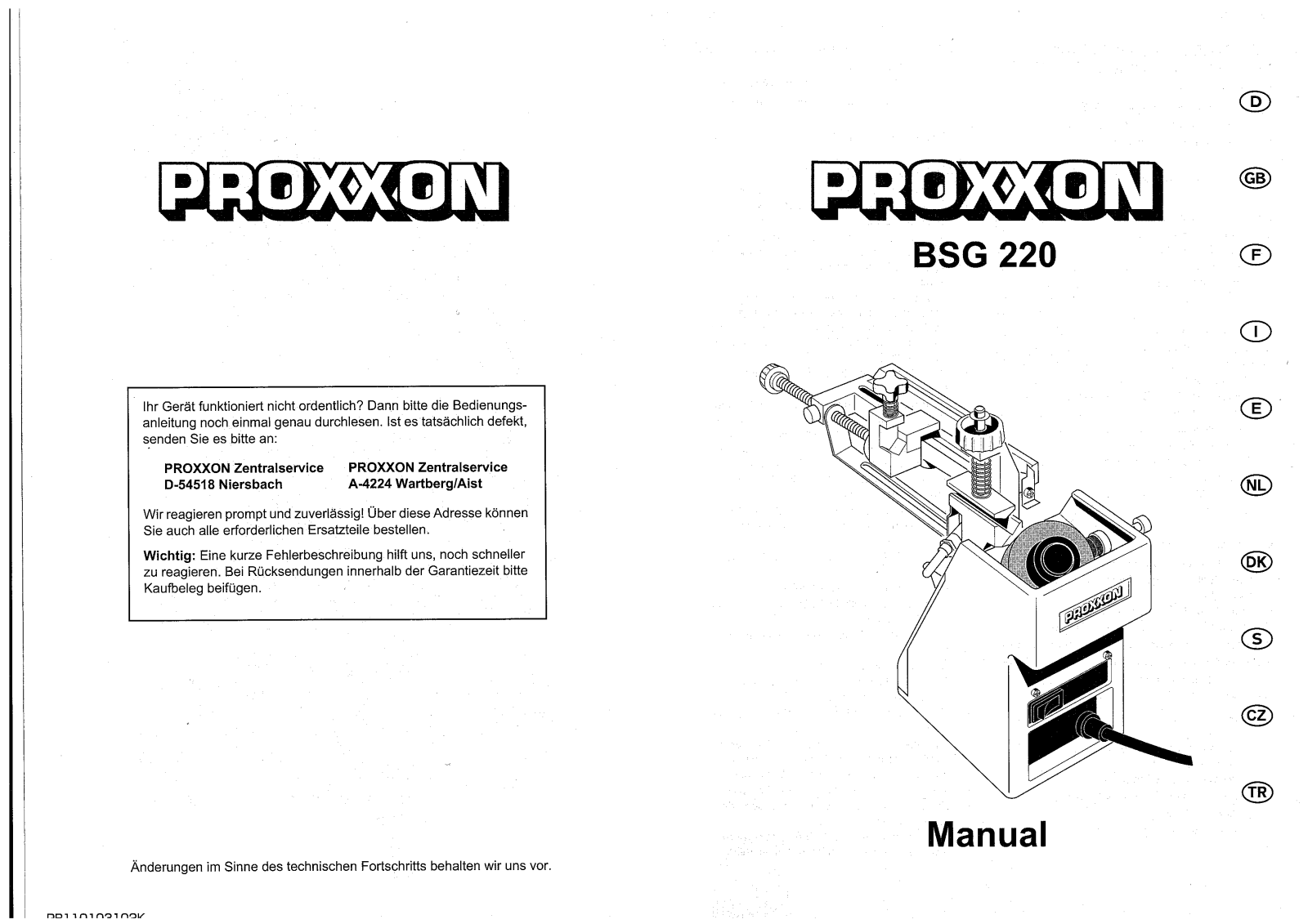 Proxxon BSG220 User guide