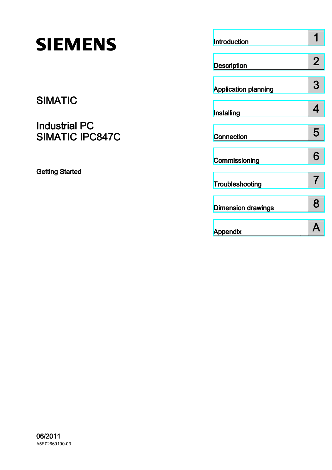 Siemens SIMATIC IPC847C Getting Started