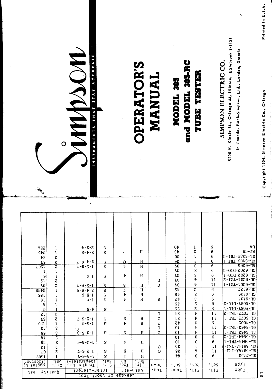 Simpson 305-RC, 305 User Manual