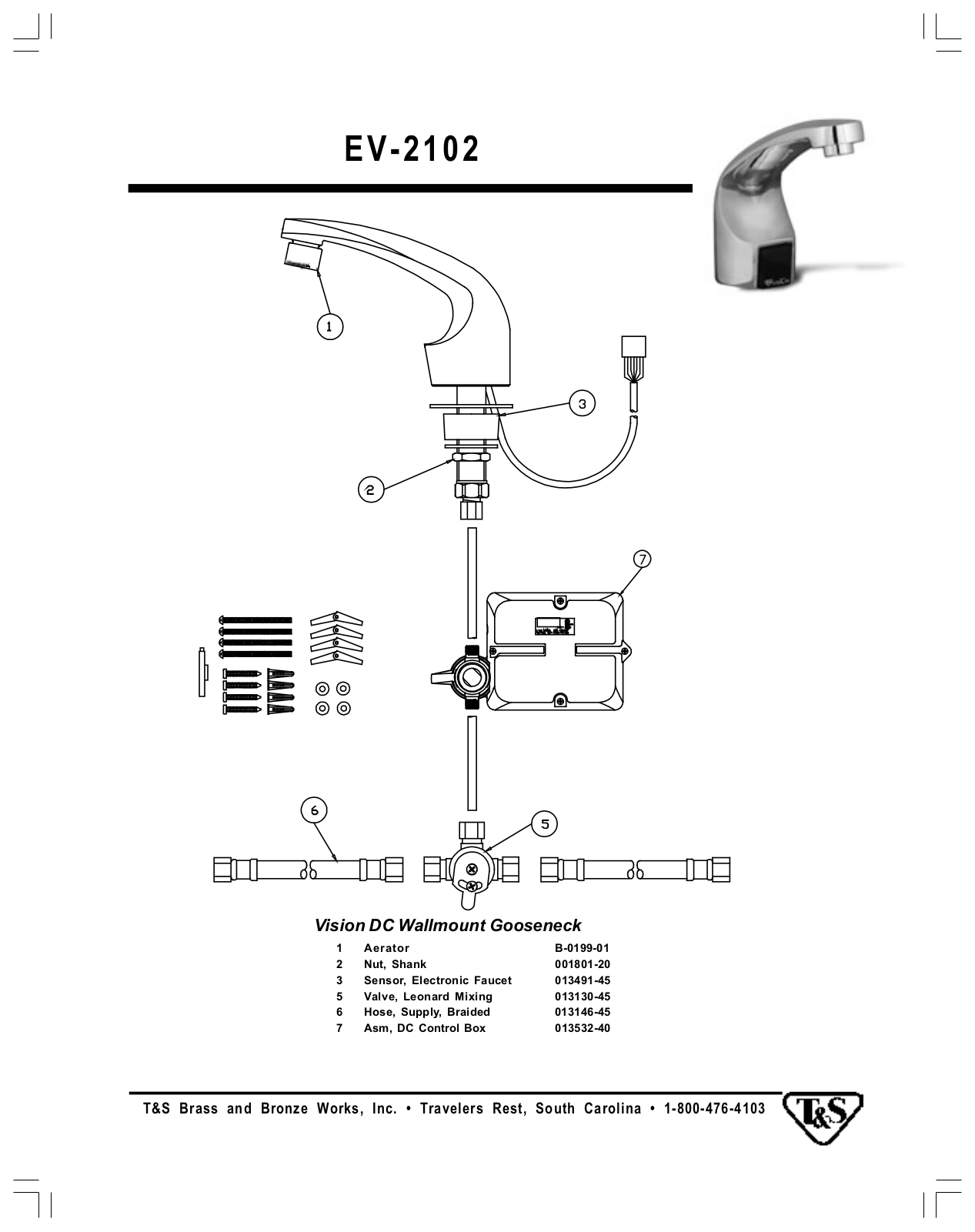 T&S Brass EV-2102 Parts List