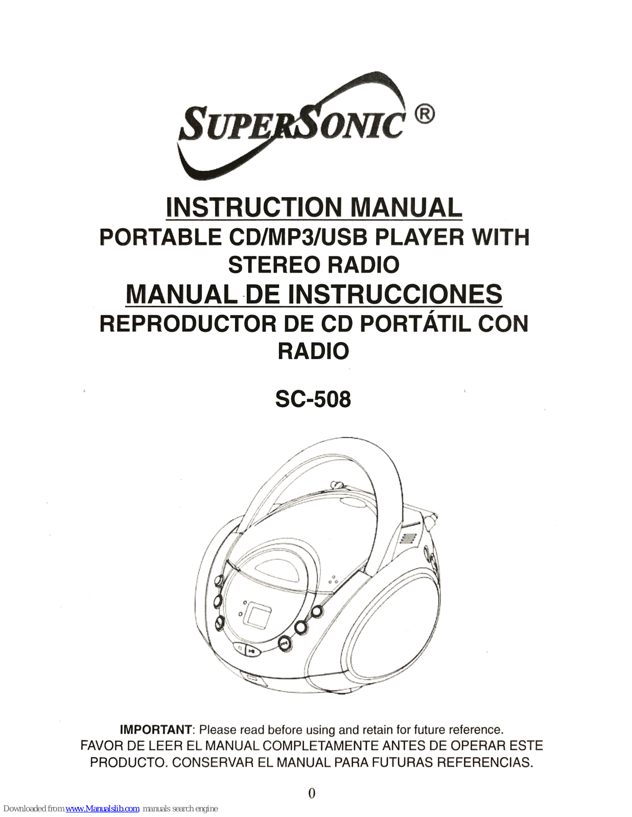 Supersonic SC-508 Instruction Manual