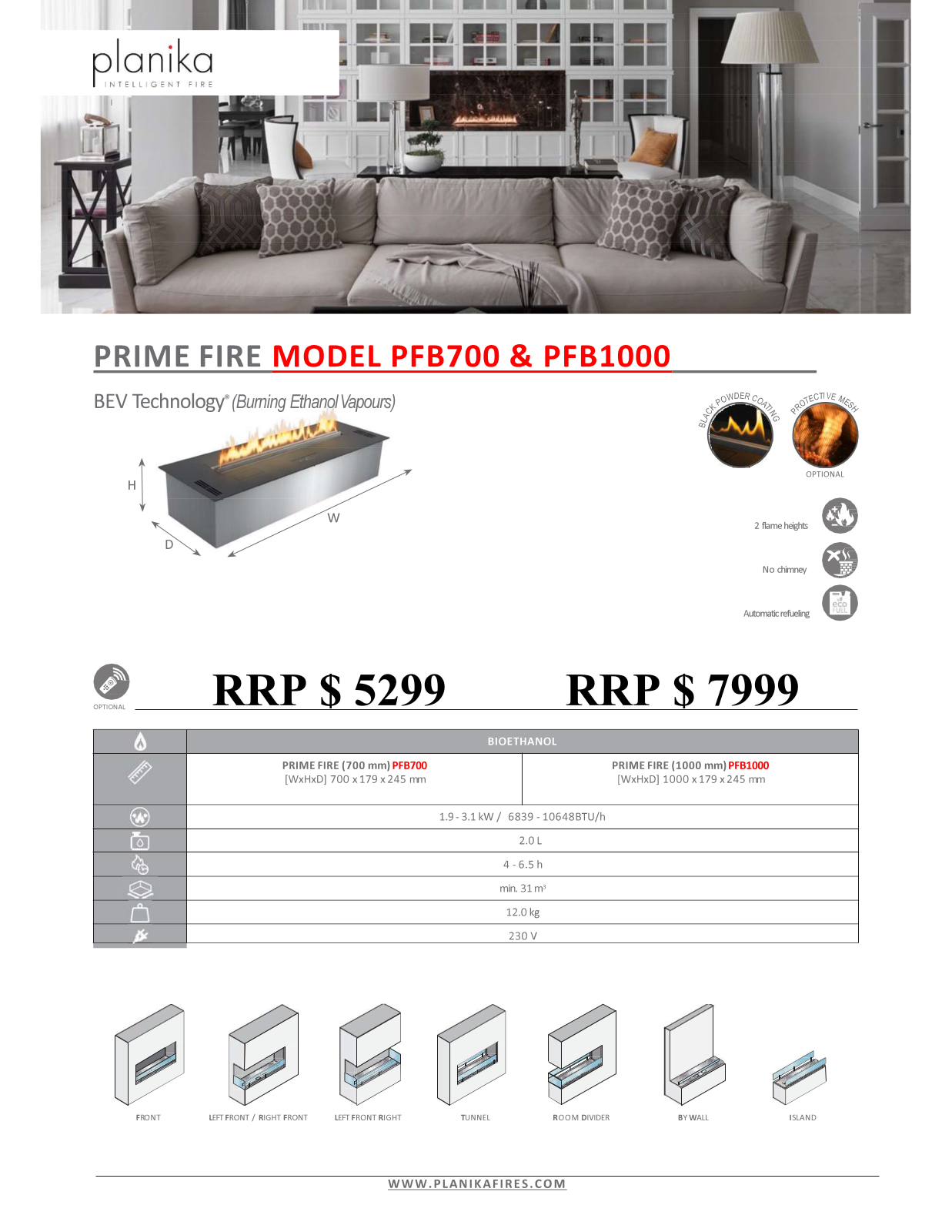 Planika PFB1000 Specifications Sheet - ManualMachine.com