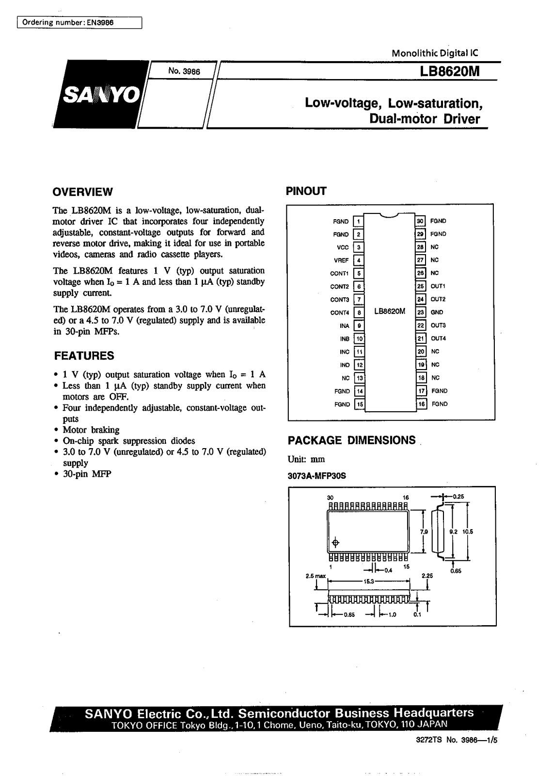 SANYO LB8620M Datasheet