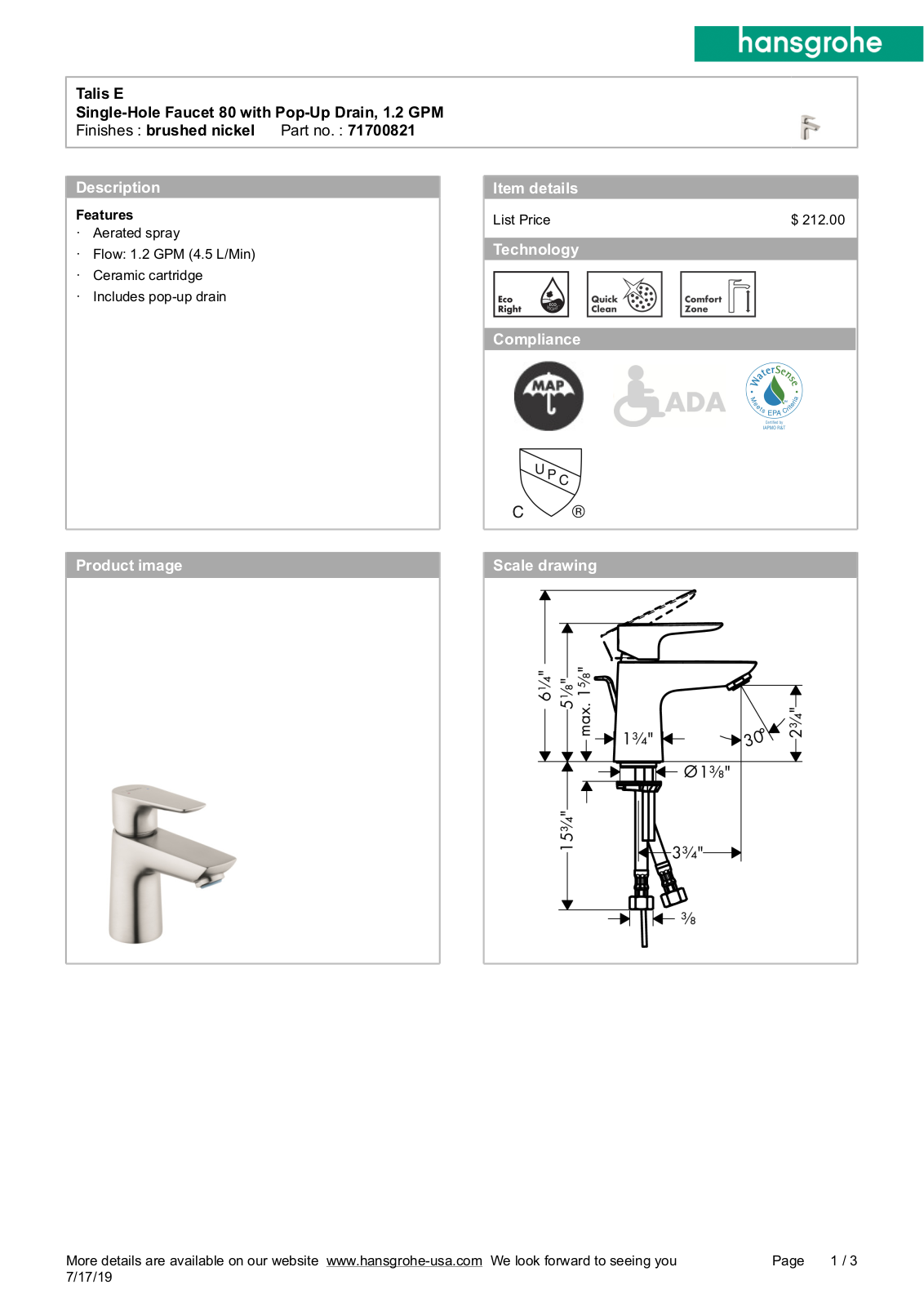 Hansgrohe GCDC1237 Specifications - ManualMachine.com