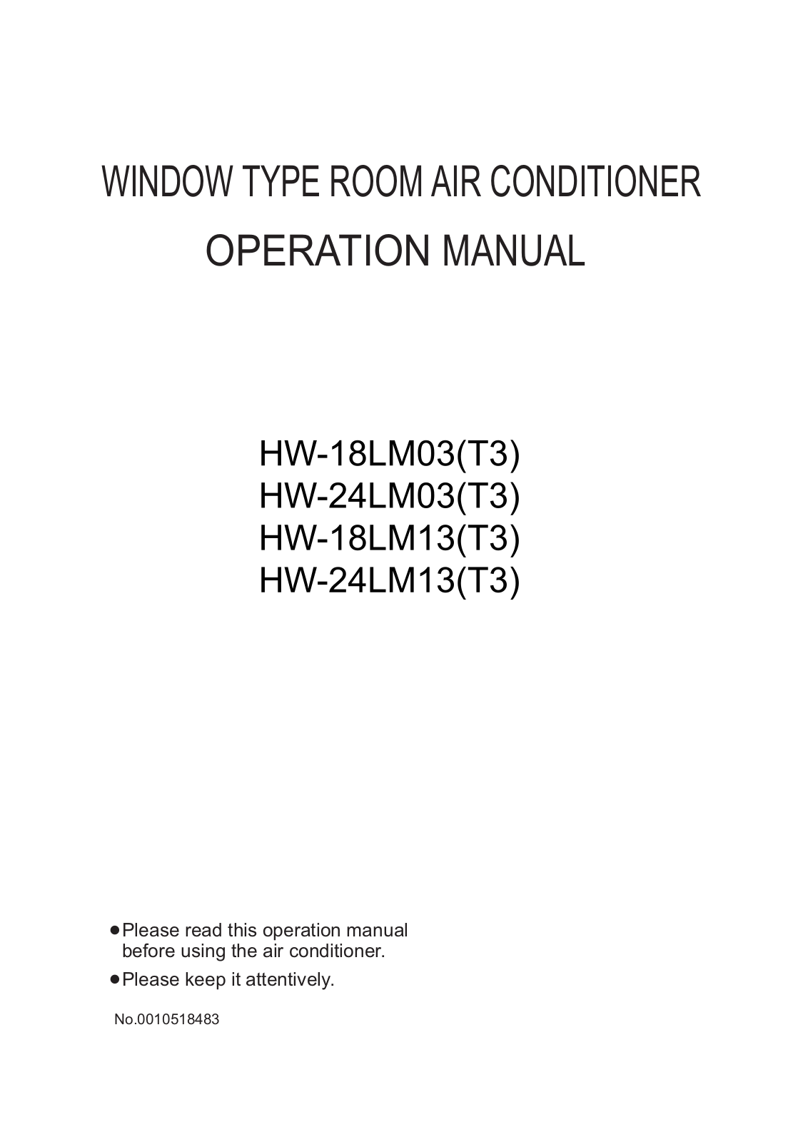 Haier HW-24LM13, HW-24LM03, HW-18LM13 User Manual