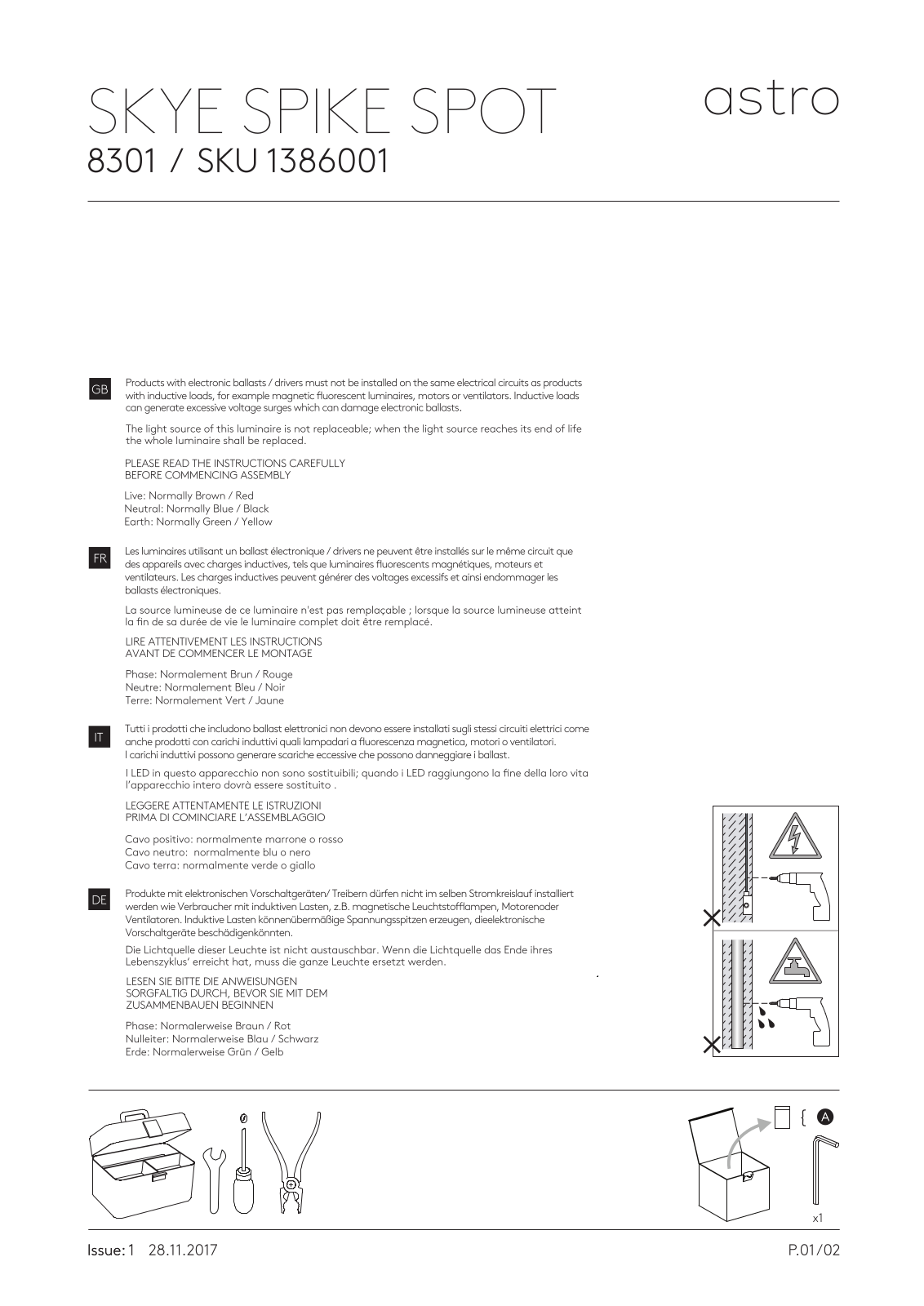 Astro SKYE SPIKE SPOT, 8301 Installation Instructions - ManualMachine.com