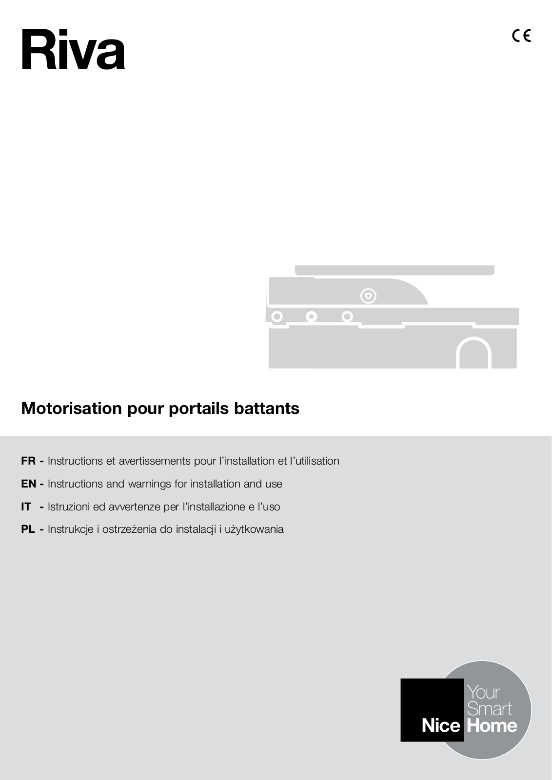 Nice RIVA, RIVA200 Instructions And Warnings For Installation And Use