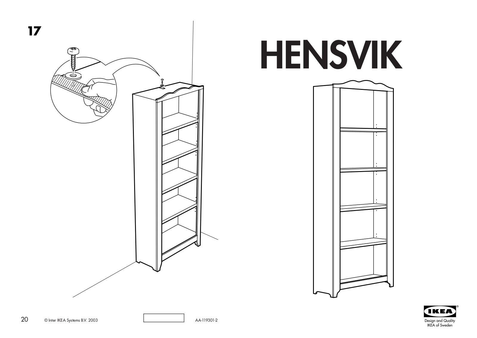 IKEA HENSVIK BOOKCASE 27 1-2X73 1-4 Assembly Instruction