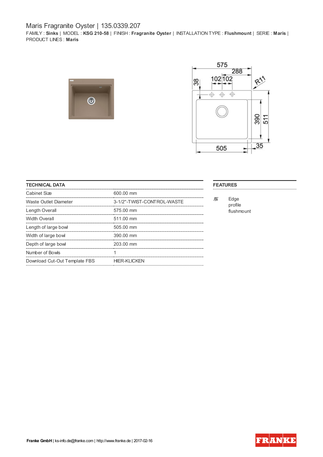 Franke 135.0339.207 Service Manual