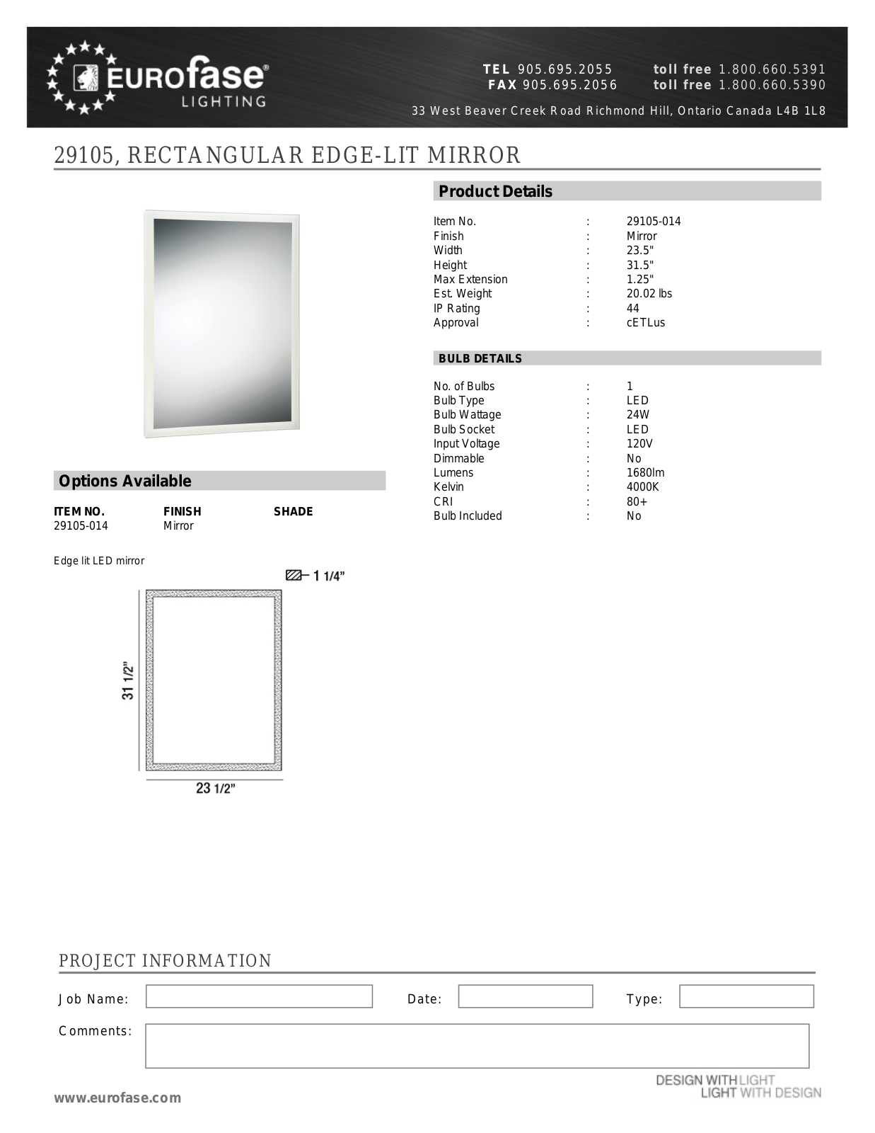 Eurofase XEO4030 Specifications - ManualMachine.com