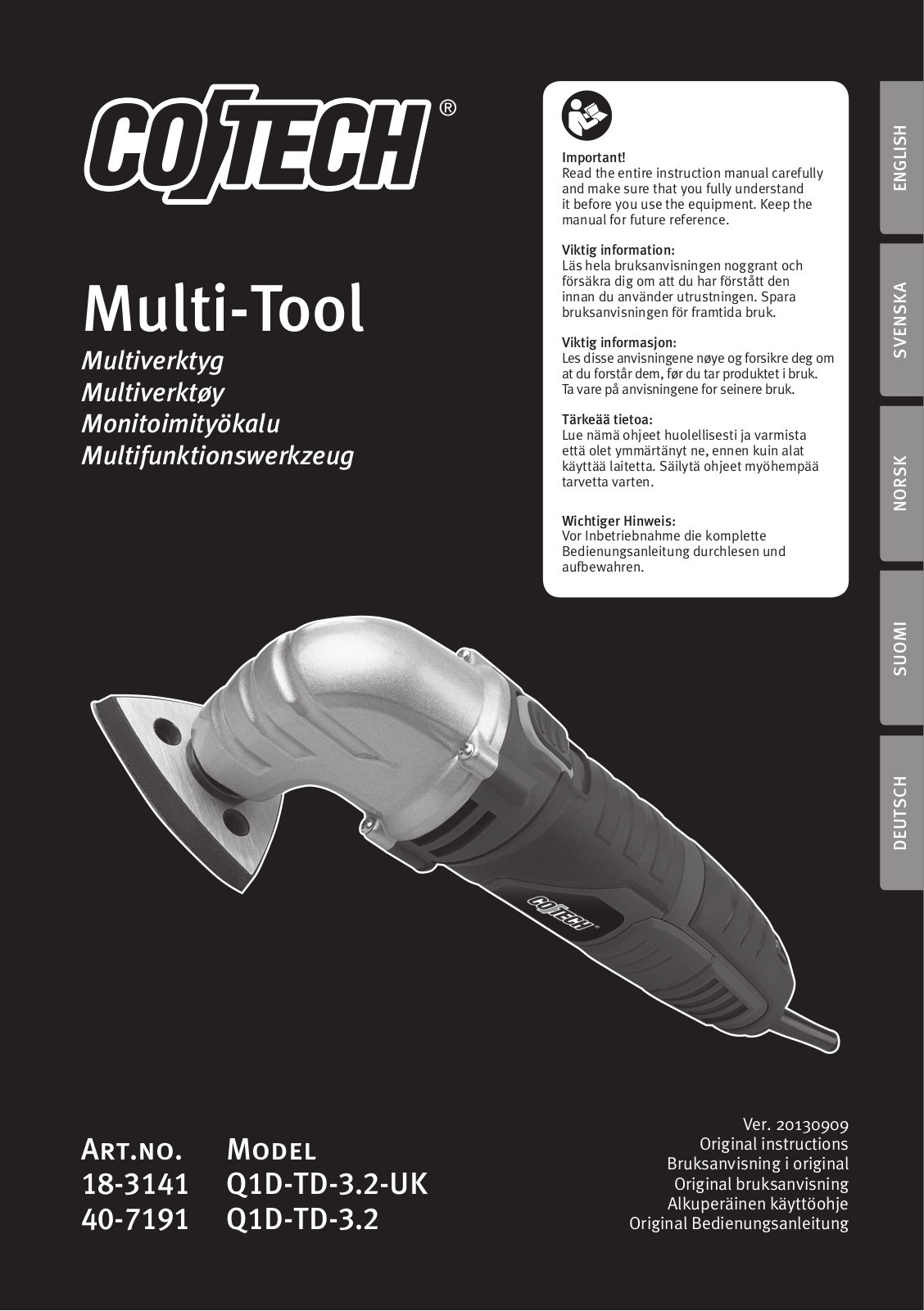 Cotech Q1D-TD-3.2-UK, Q1D-TD-3.2 Instruction Manual