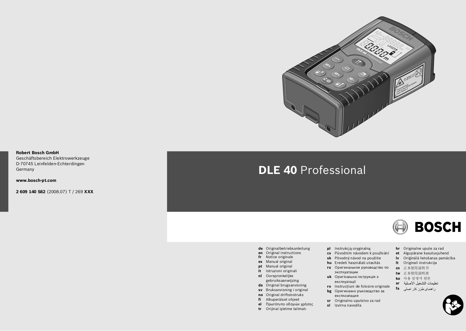 Bosch DLE 40 Professional User guide