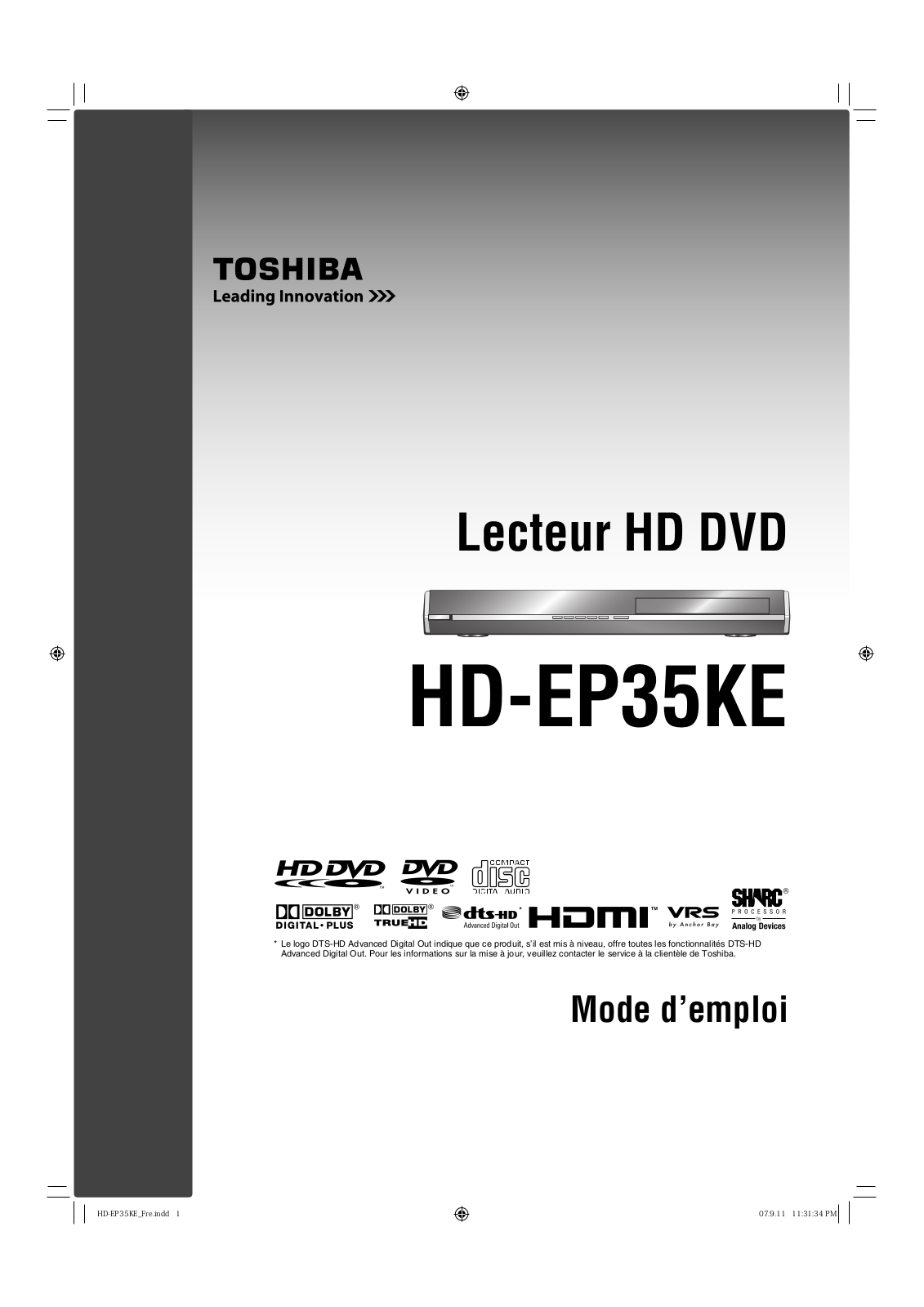 TOSHIBA HD-EP35 User Manual