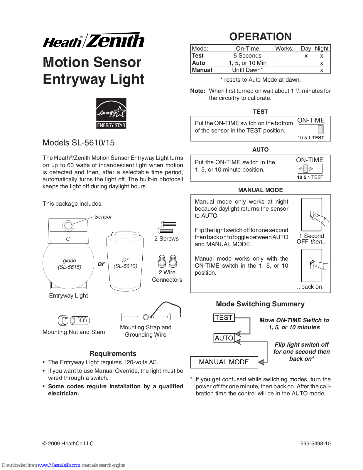 Heath Zenith 5610, 5615 Operation Manual