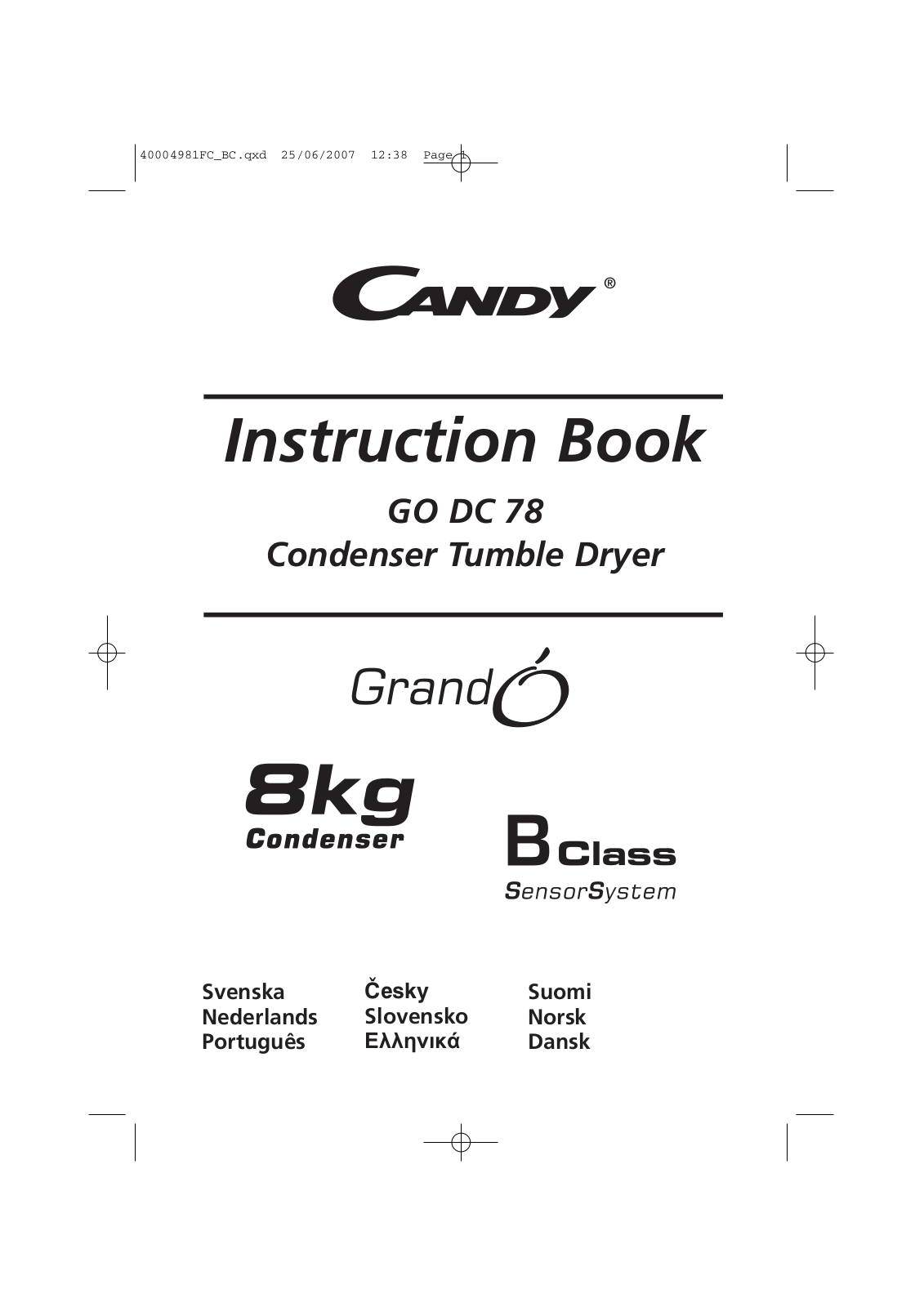 Candy GO DC 78 User Manual