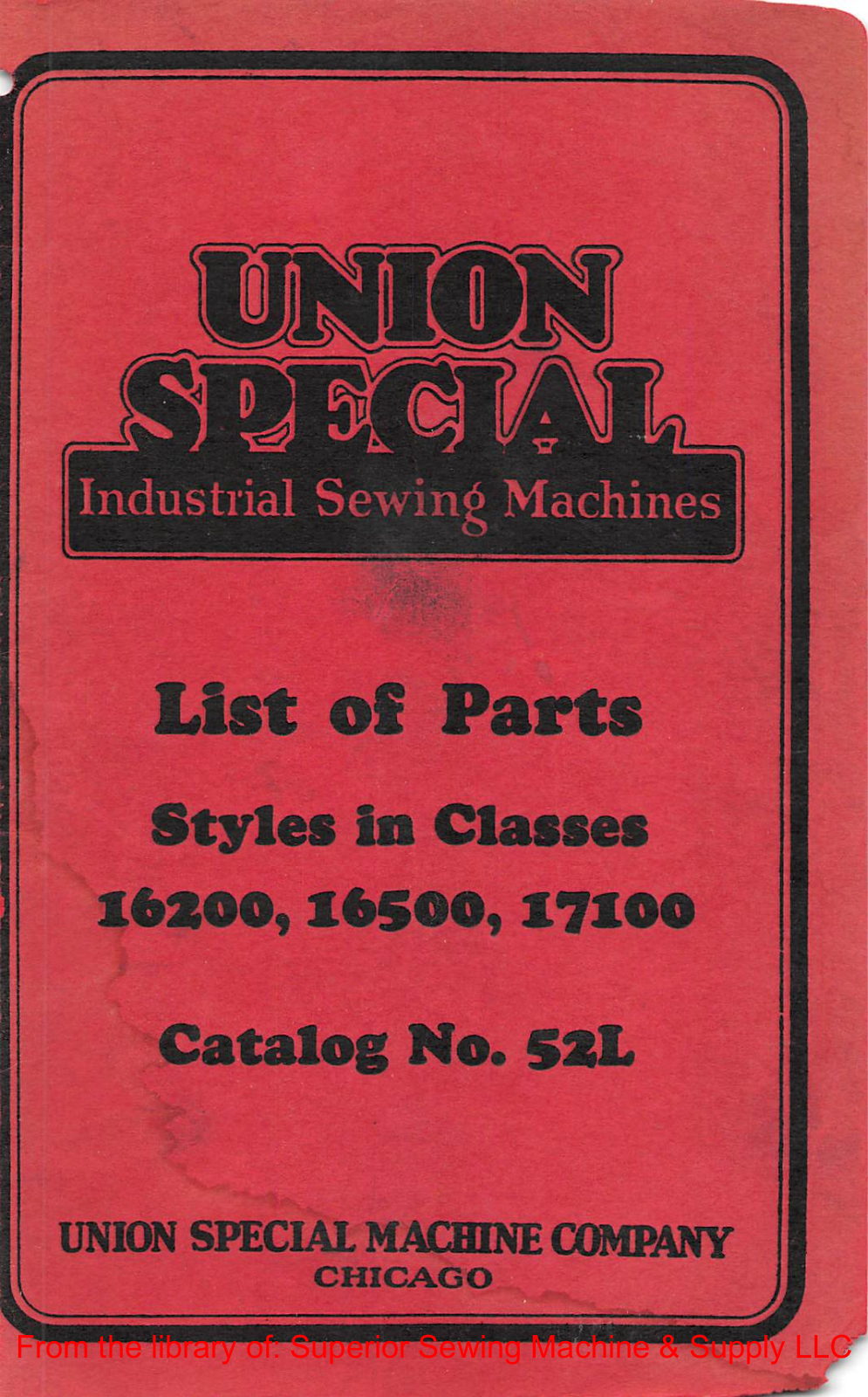Union Special 16200, 16500, 17100 Manual