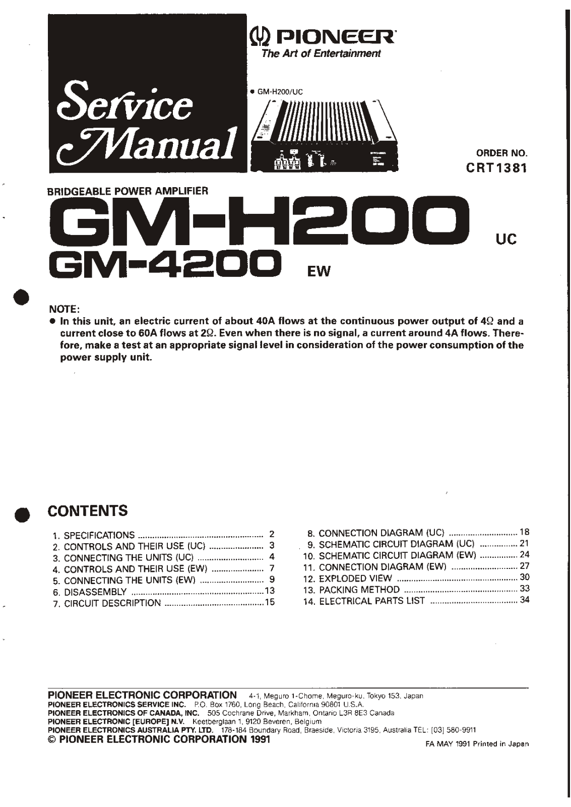 Pioneer GM-H200, GM-4200 User Manual