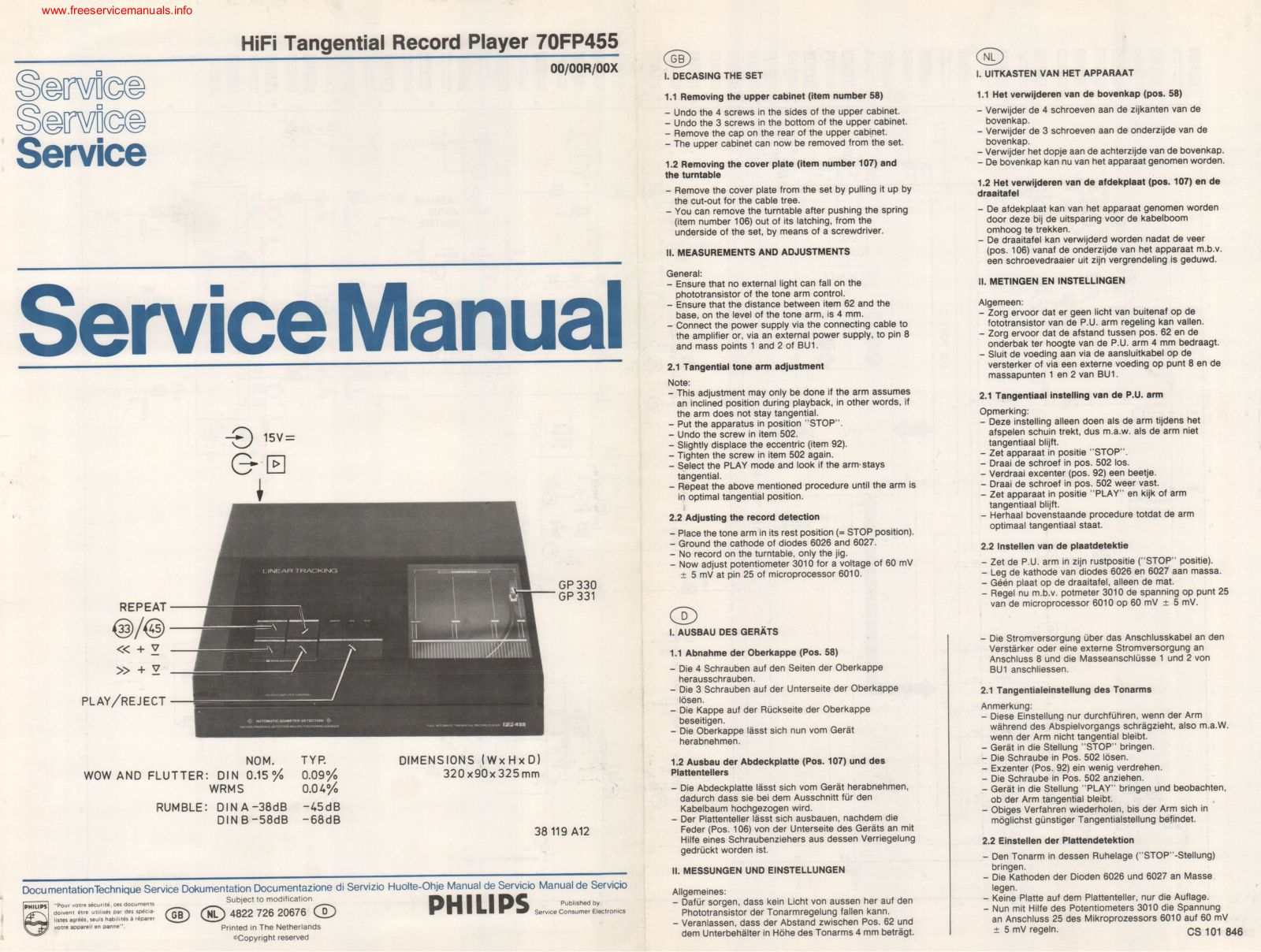 Philips 70FP455 Service manual