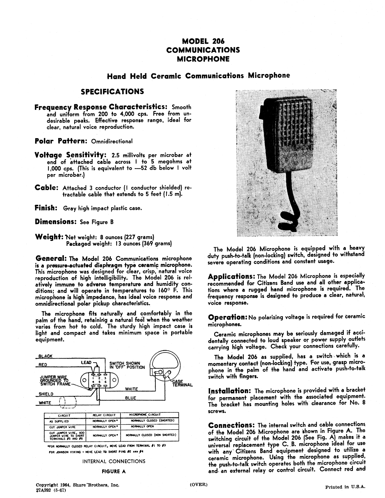 Shure 206 User Guide