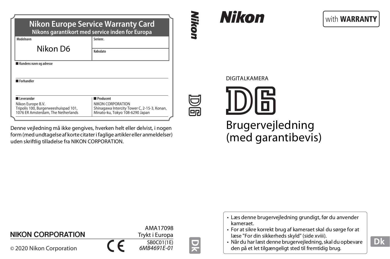 Nikon D6 User Manual
