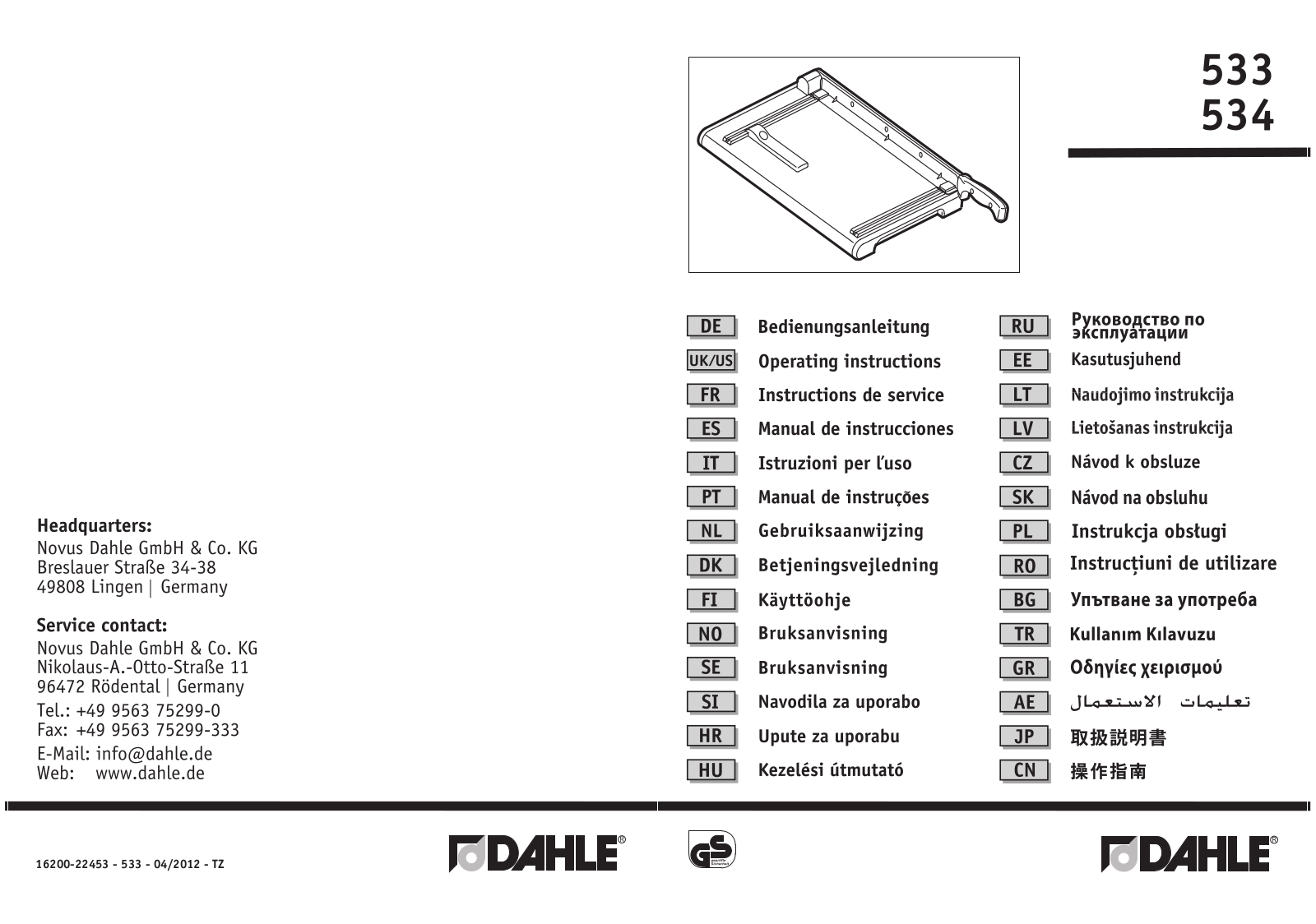 Dahle 533, 534 User manual