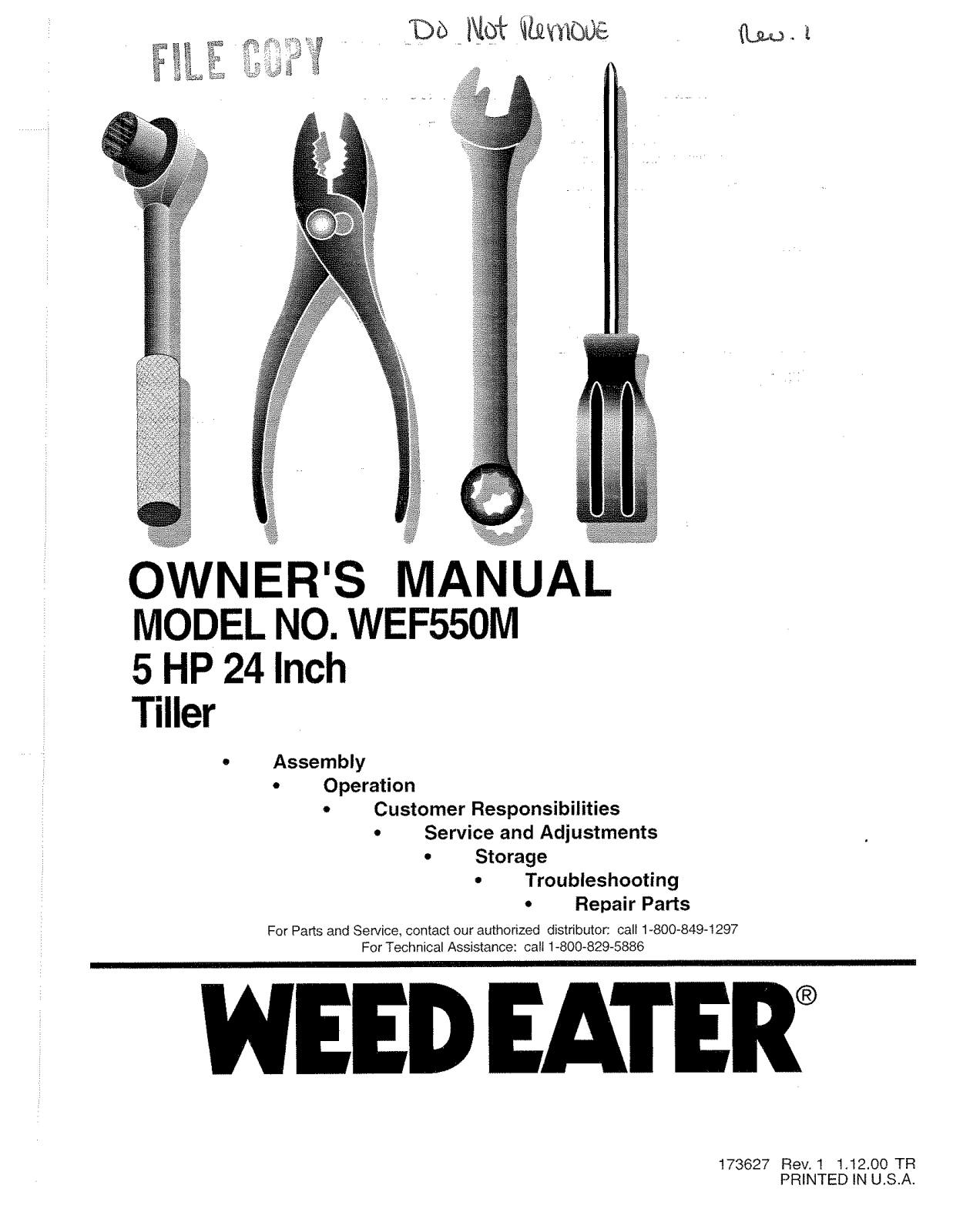 Weed Eater 173627 User Manual