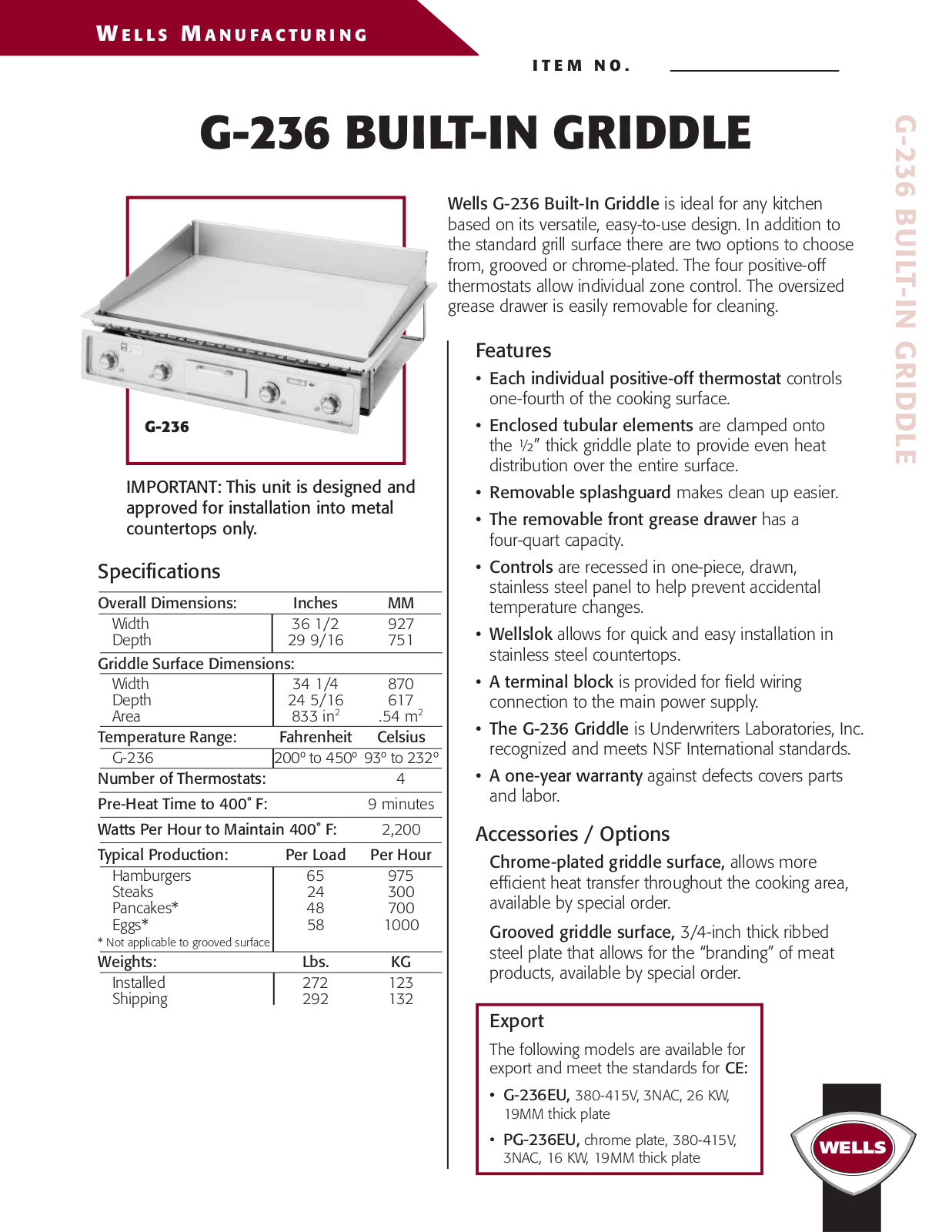 Wells G-236 User Manual