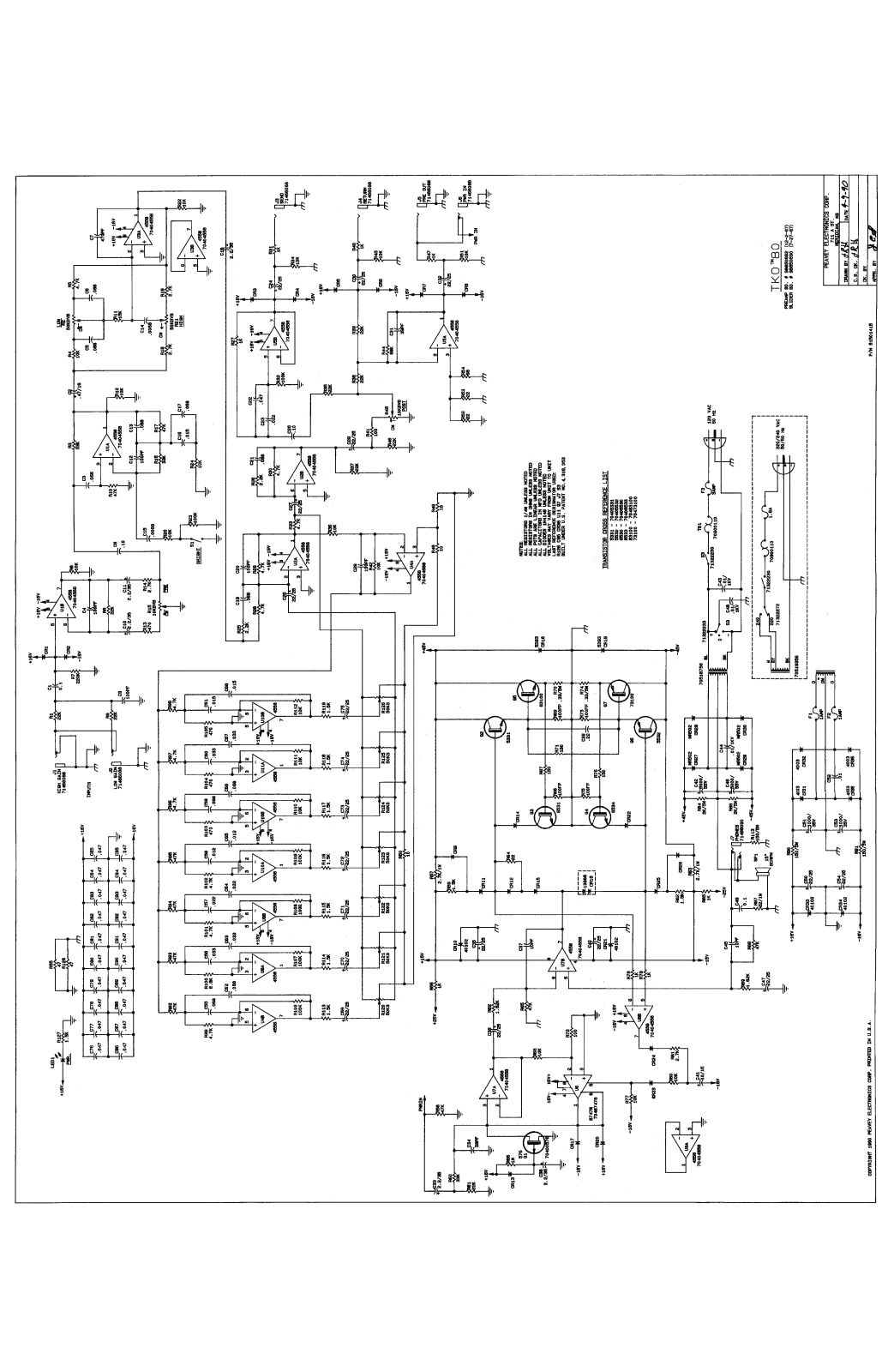 Peavey TKO 80, TKO 90 Schematic