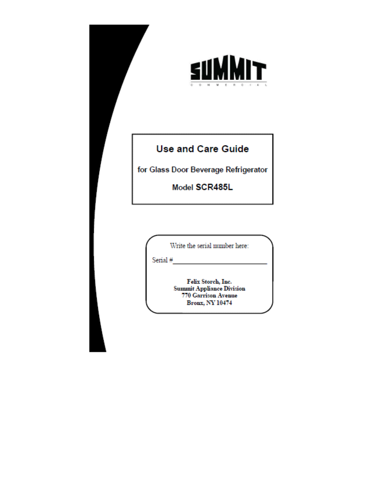 Summit SCR485L User Manual