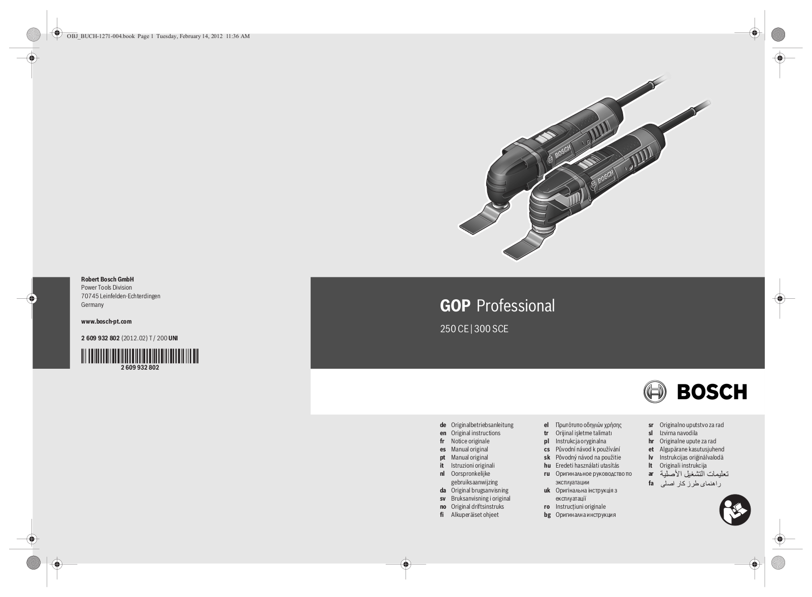 Bosch GOP Professional 250 CE, GOP Professional 300 SCE User guide