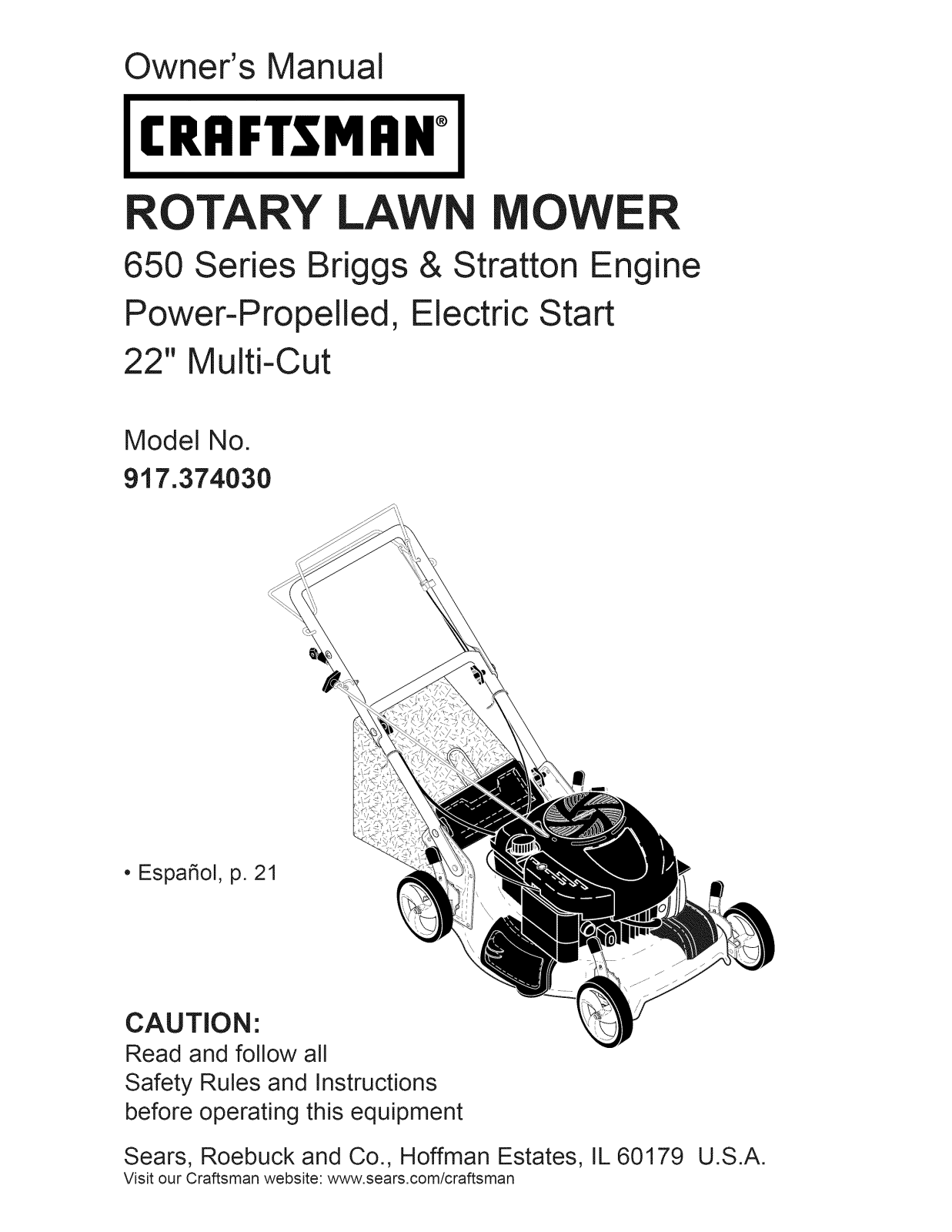 Craftsman 917374030 Owner’s Manual