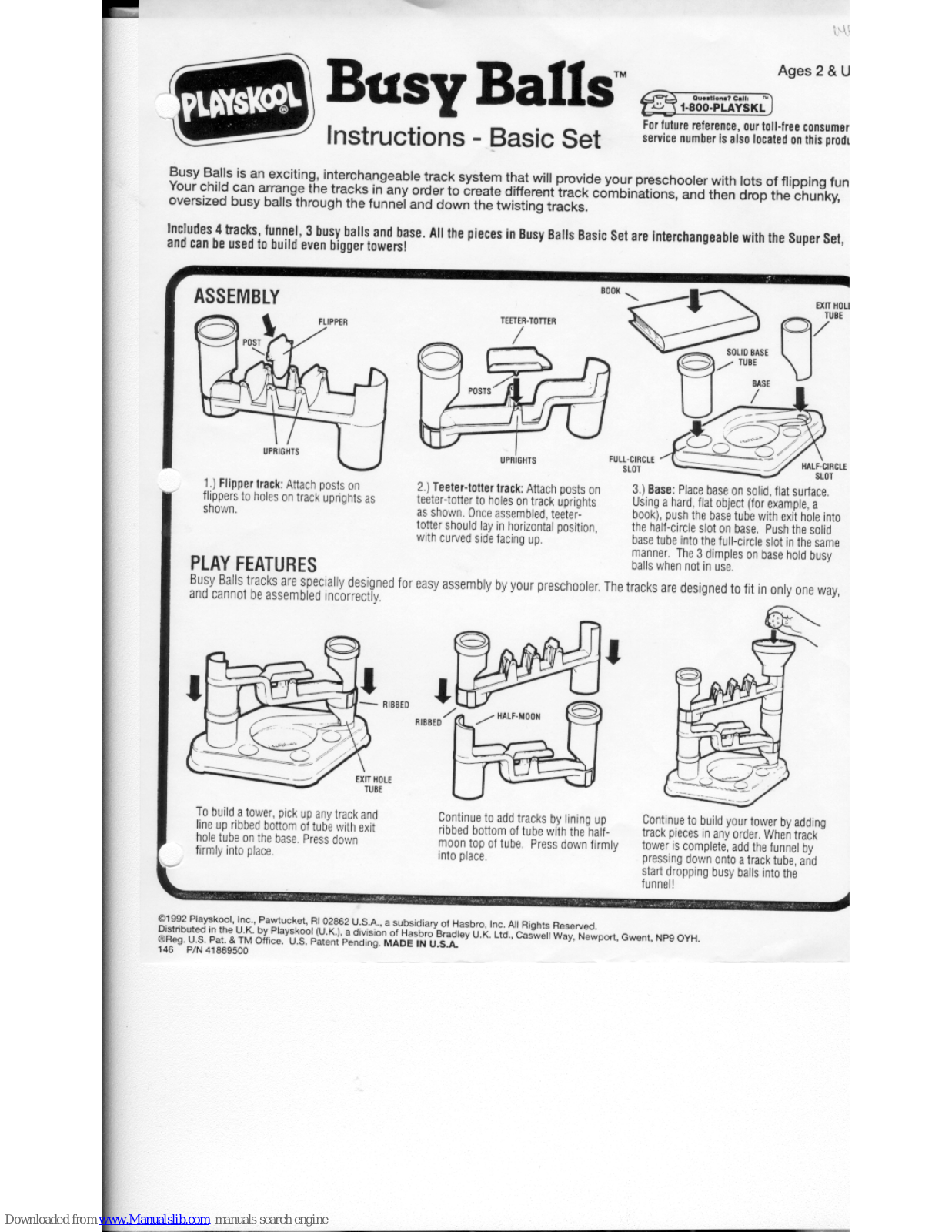 Playskool Busy Balls Basic Set Instructions Manual