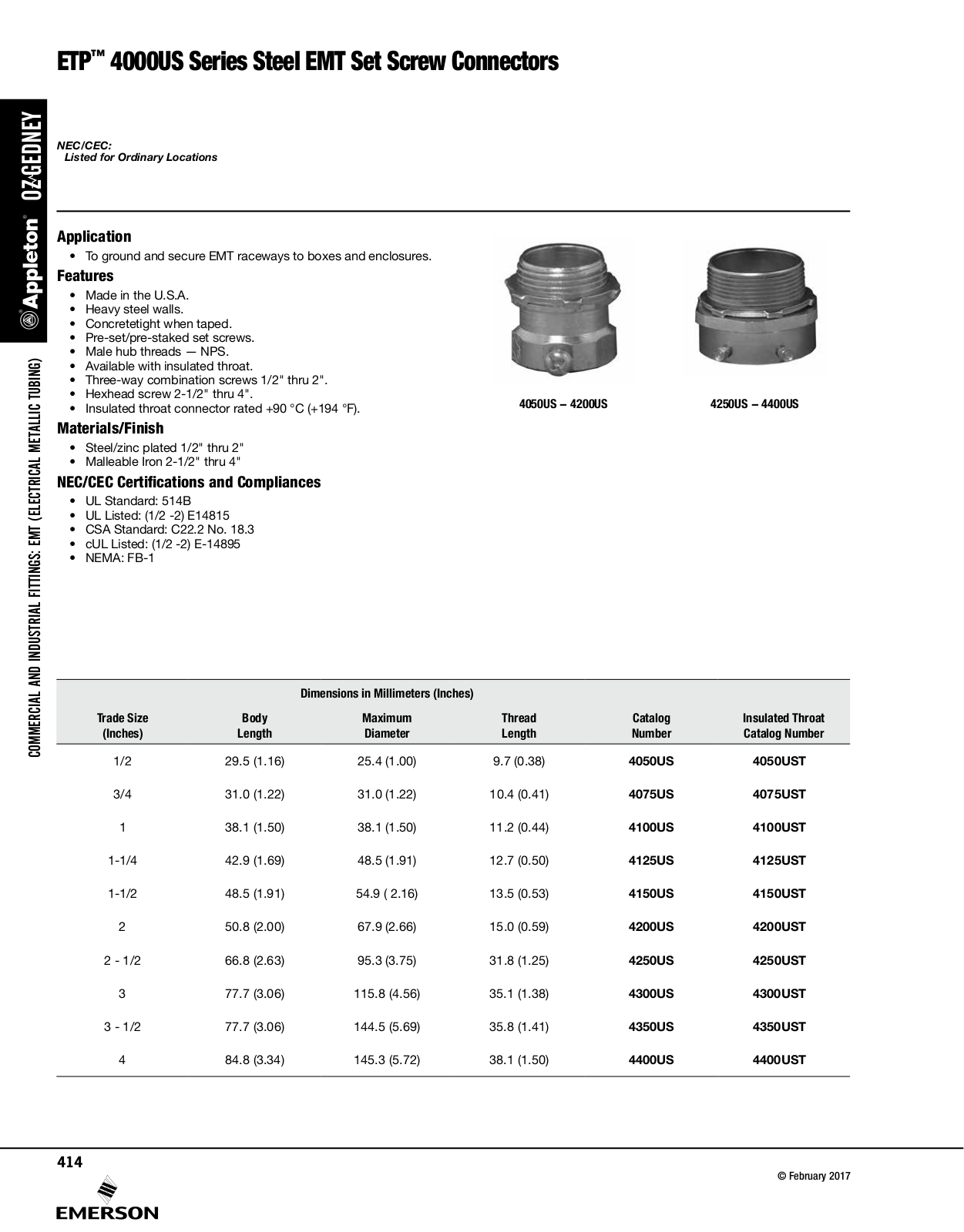 Appleton 4000US Series Catalog Page