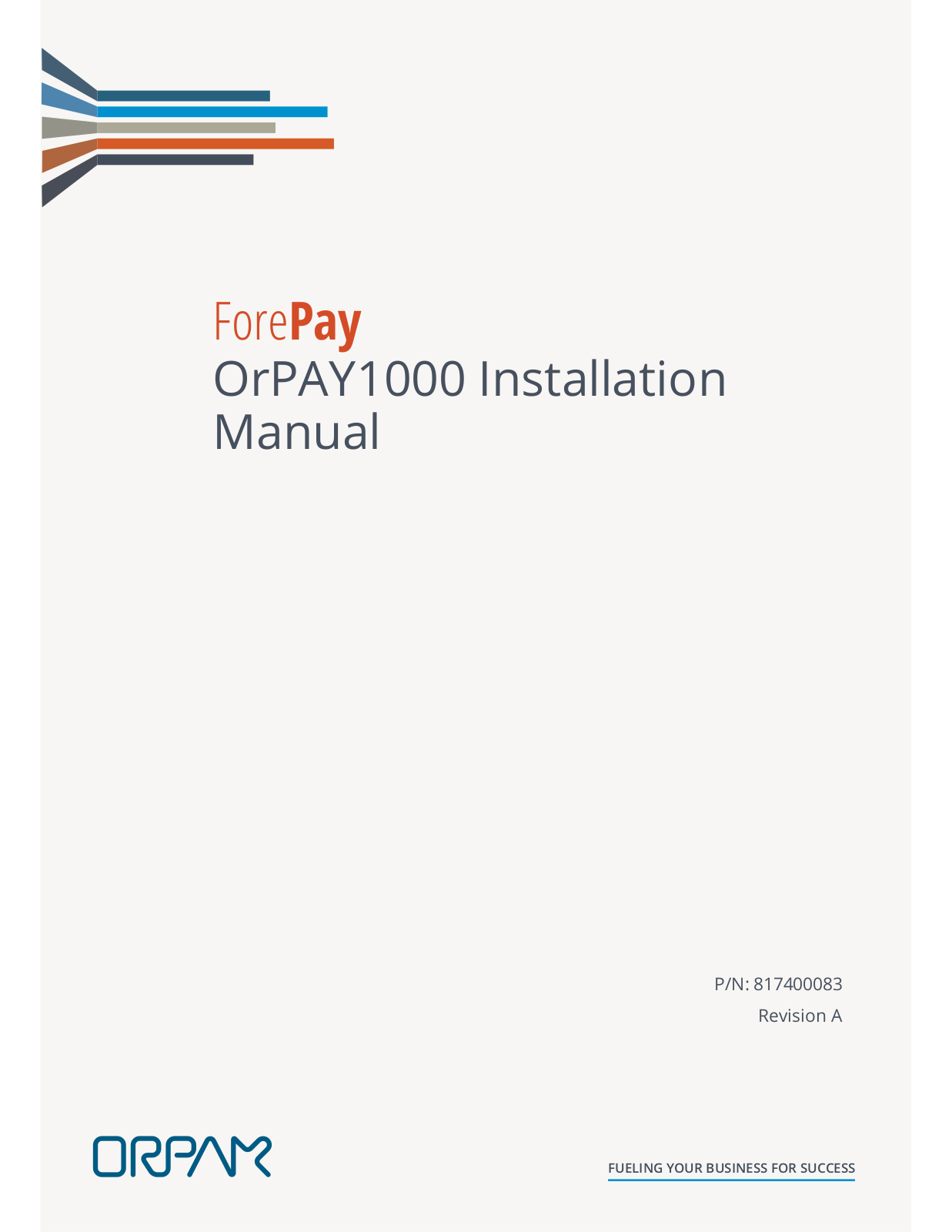 Orpak Systems 800927850 Users Manual