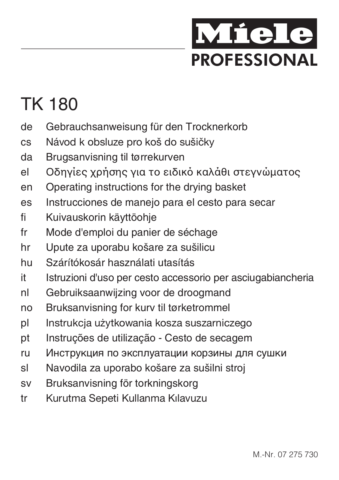 Miele TK 180 Operating Instruction