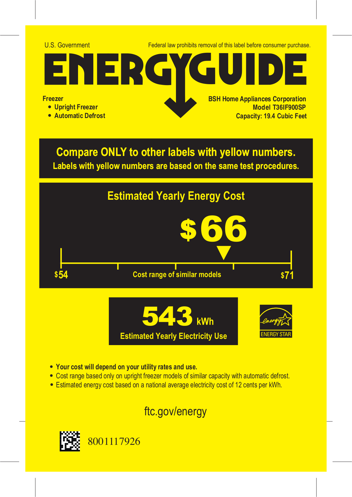 Thermador T36IF900SP Energy Guide