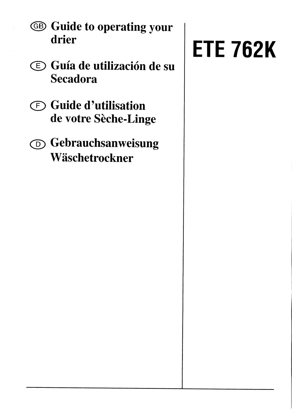 BRANDT ETE762K User Manual