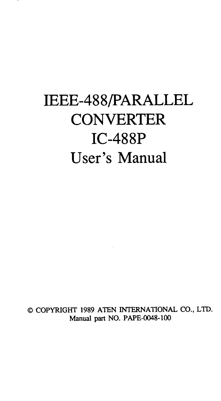 QVS IC-488P User Manual