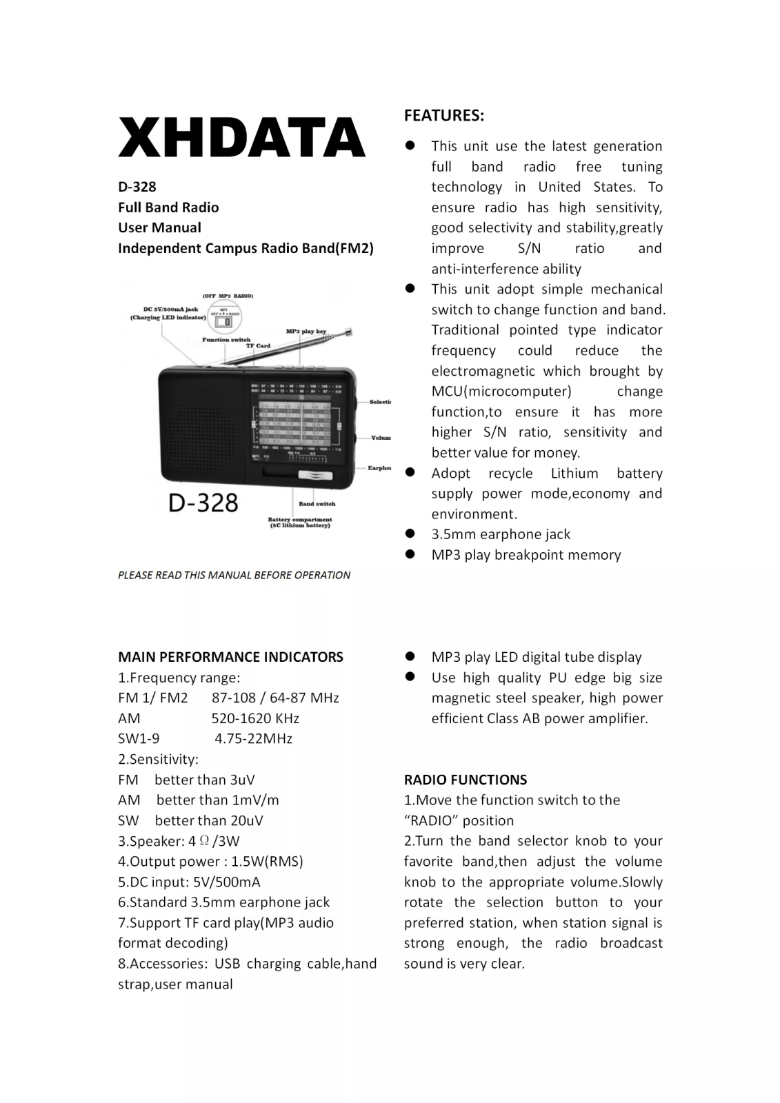 Xhdata D-328 User guide - ManualMachine.com