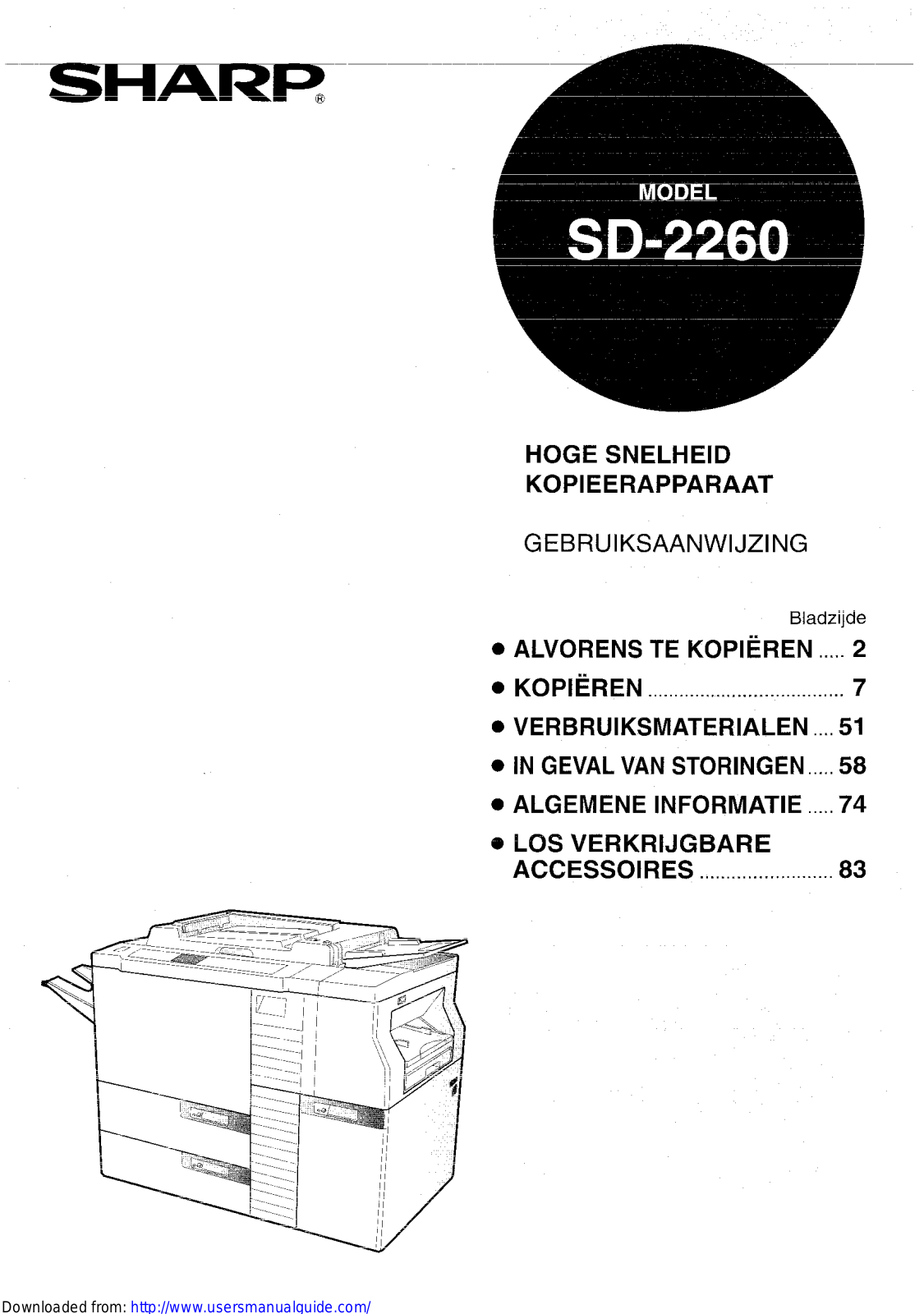 SHARP SD-2260 User Manual