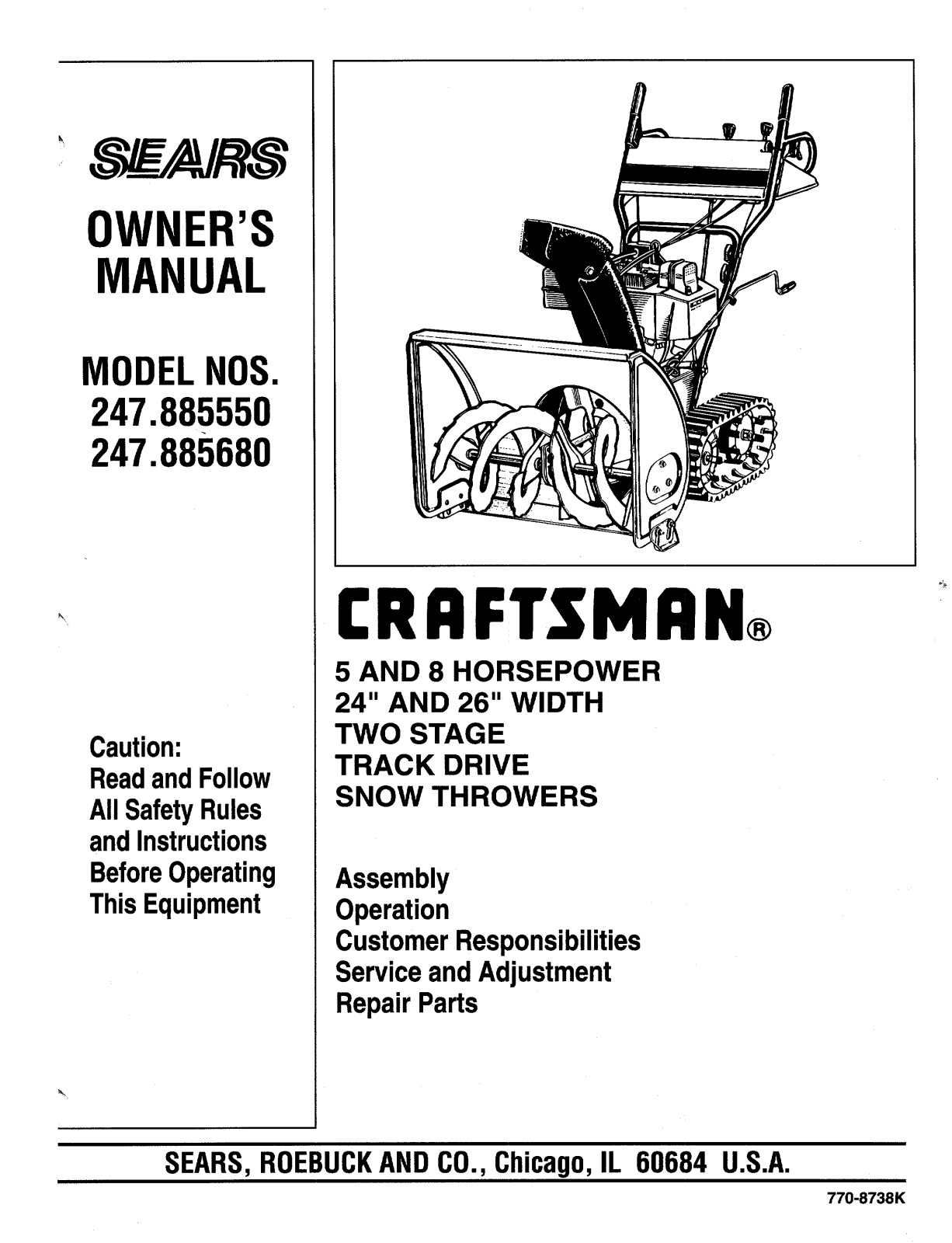 Craftsman 247.885550 User Manual